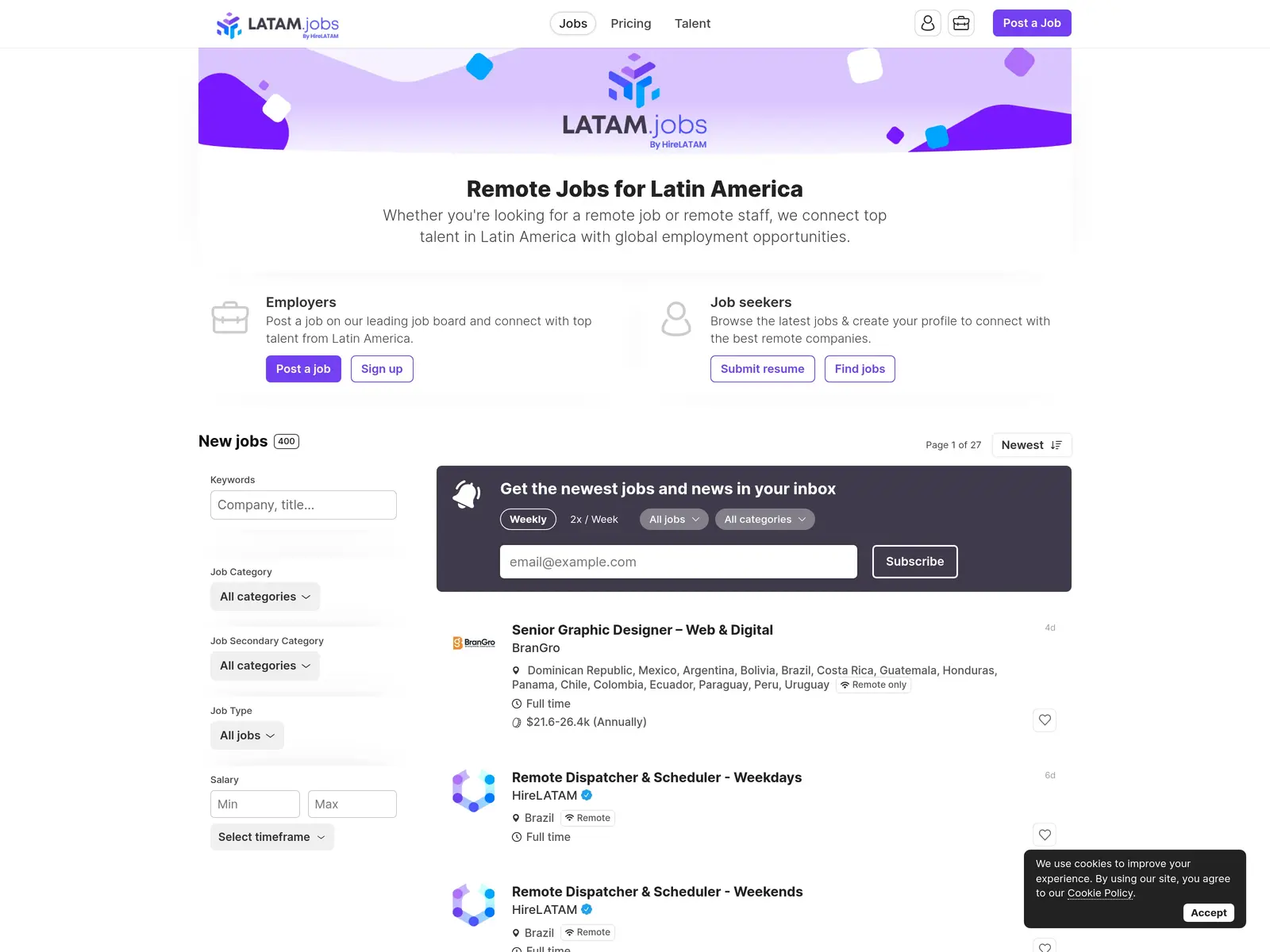 Screenshot of LATAM Jobs