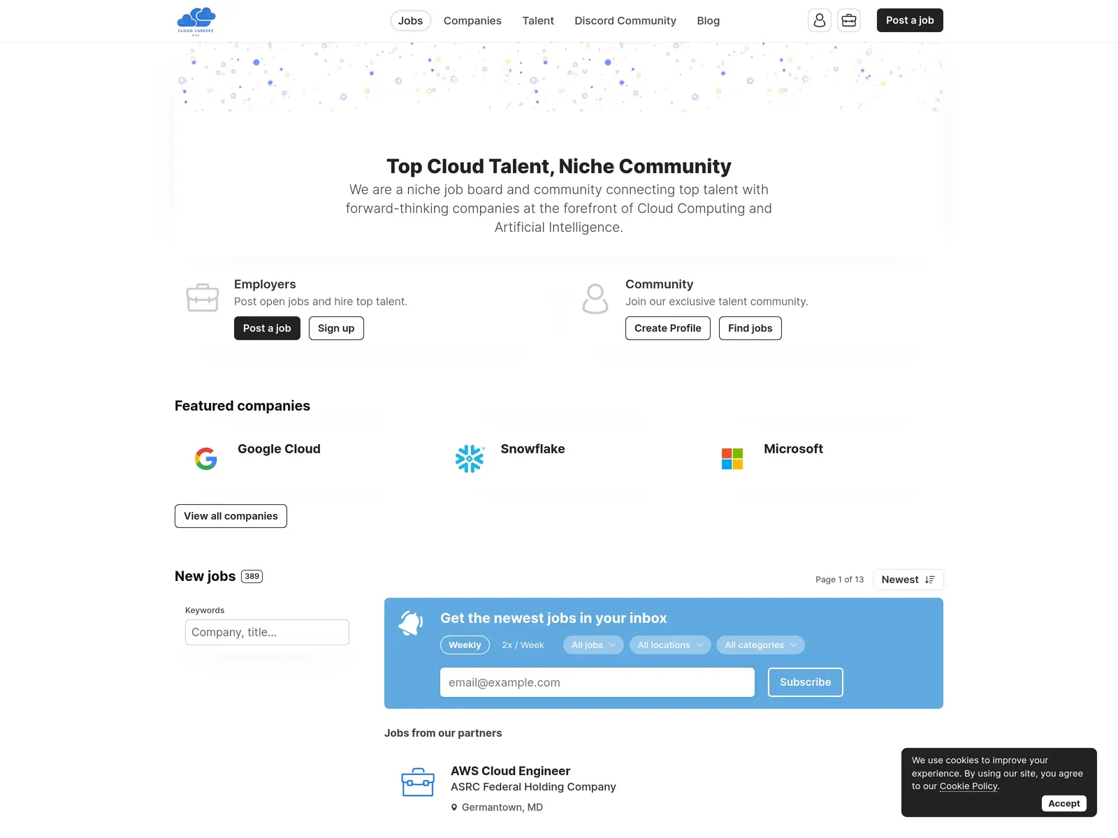 Screenshot of Cloud Careers Hub