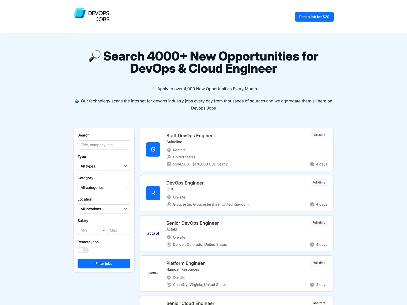 Screenshot of DevOps Jobs