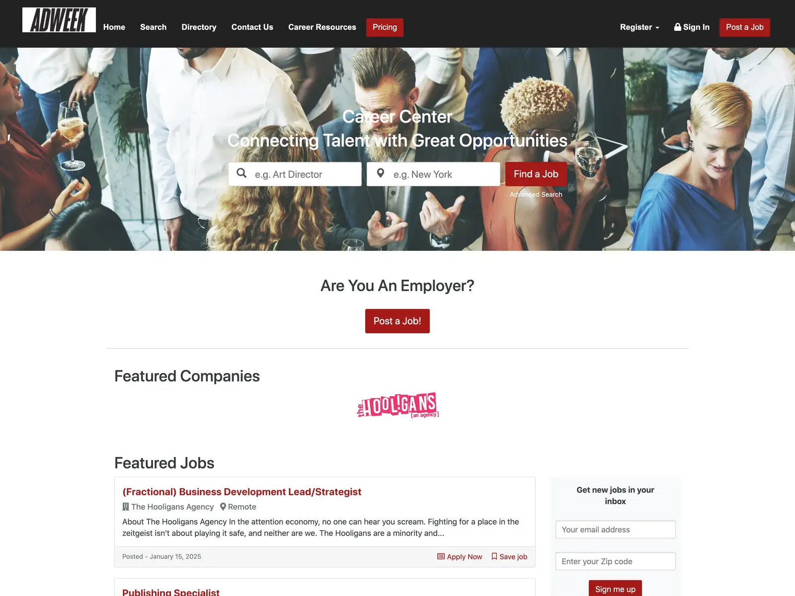 Screenshot of Adweek Jobs