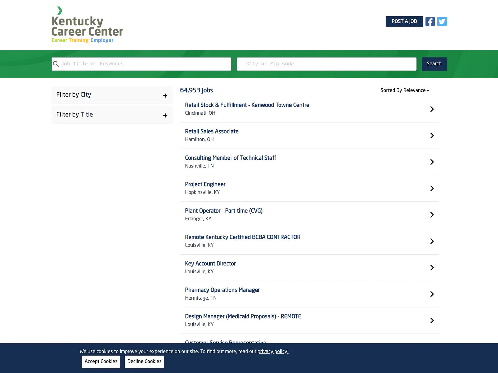 Screenshot of Kentucky Career Center