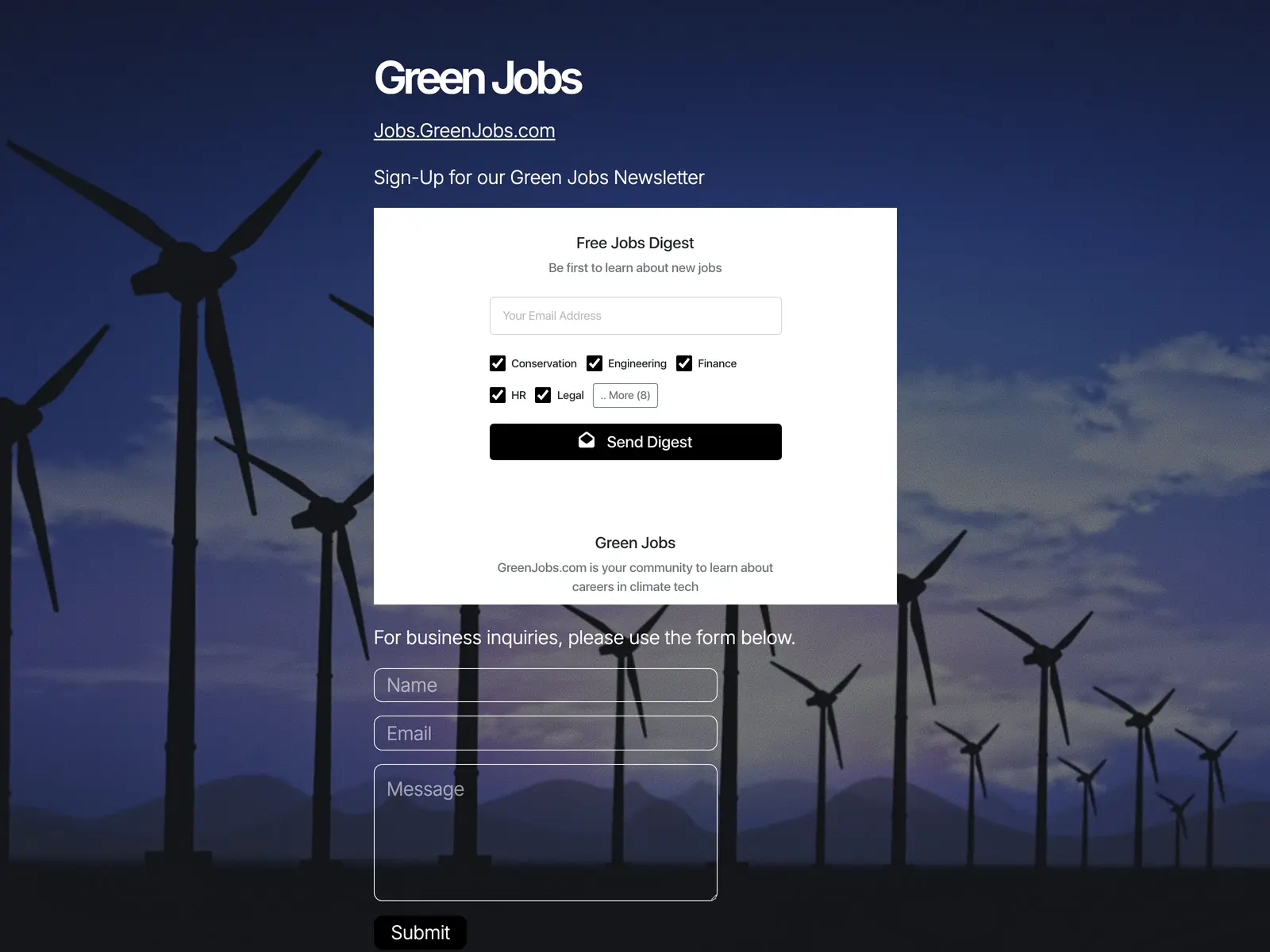 Screenshot of Green Jobs