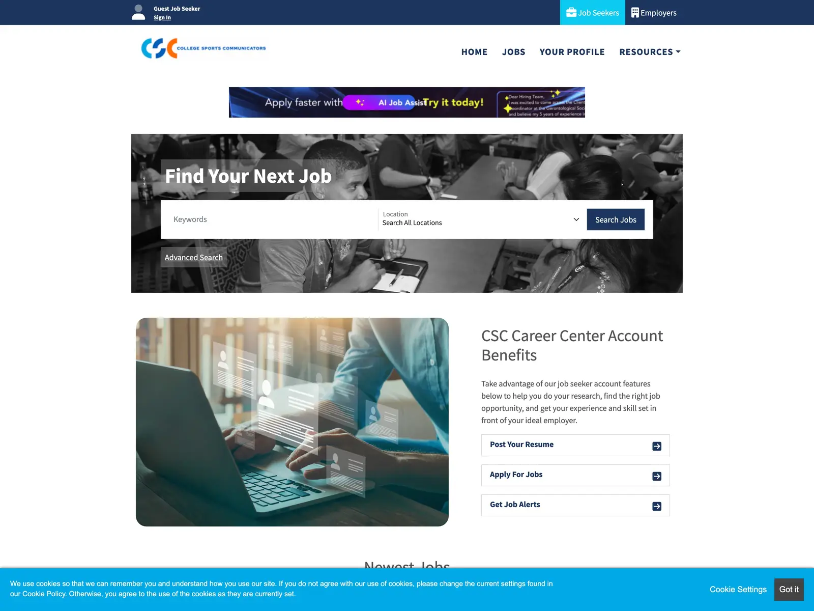Screenshot of CSC Career Center