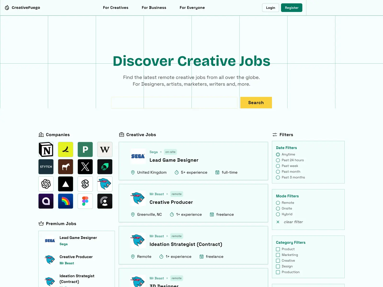 Screenshot of CreativeFuego