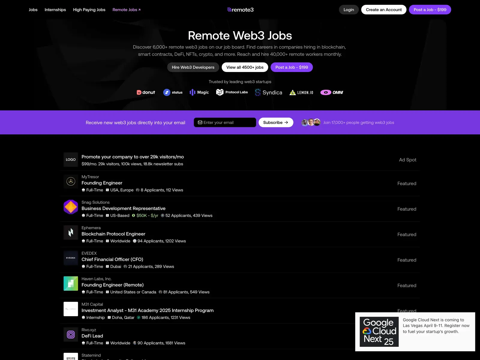 Screenshot of Remote Web3 Jobs