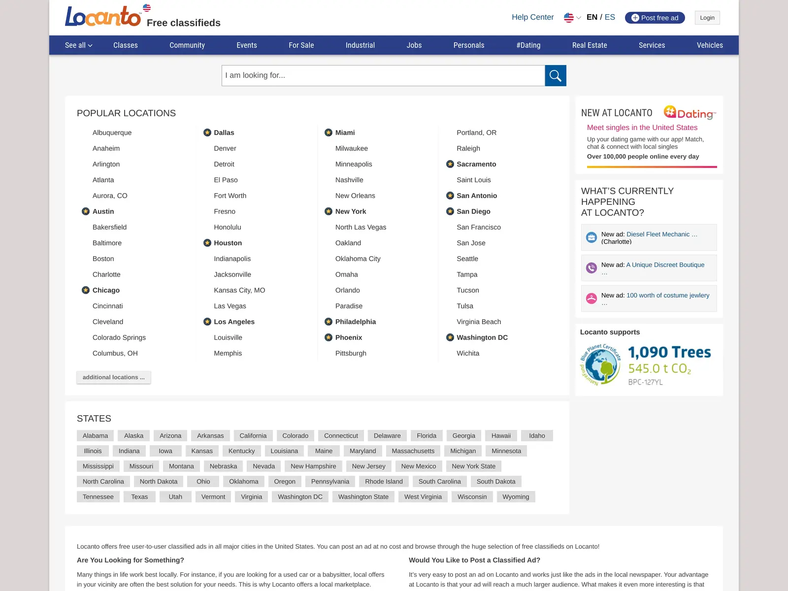 Screenshot of Locanto