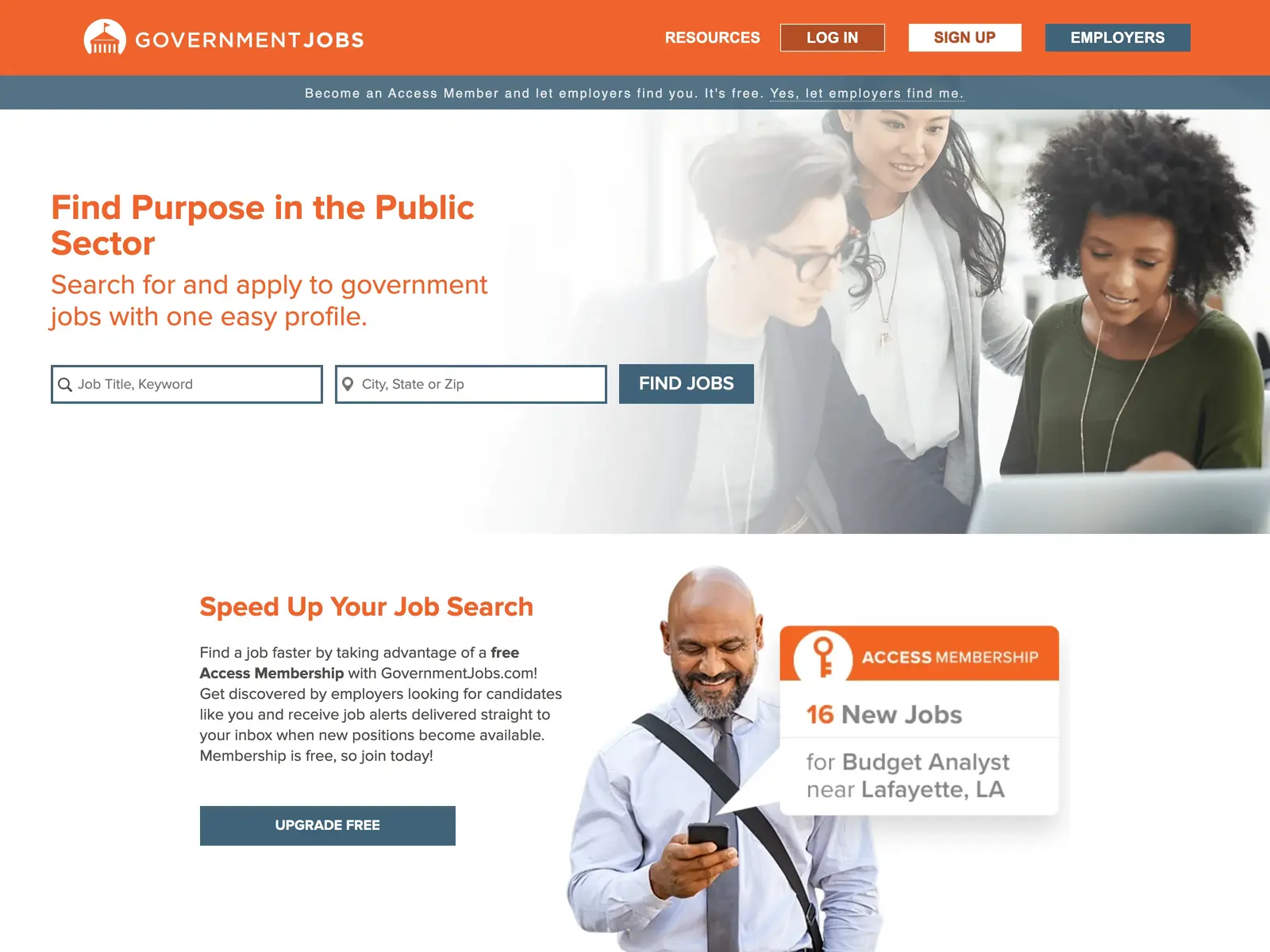 Screenshot of GovernmentJobs