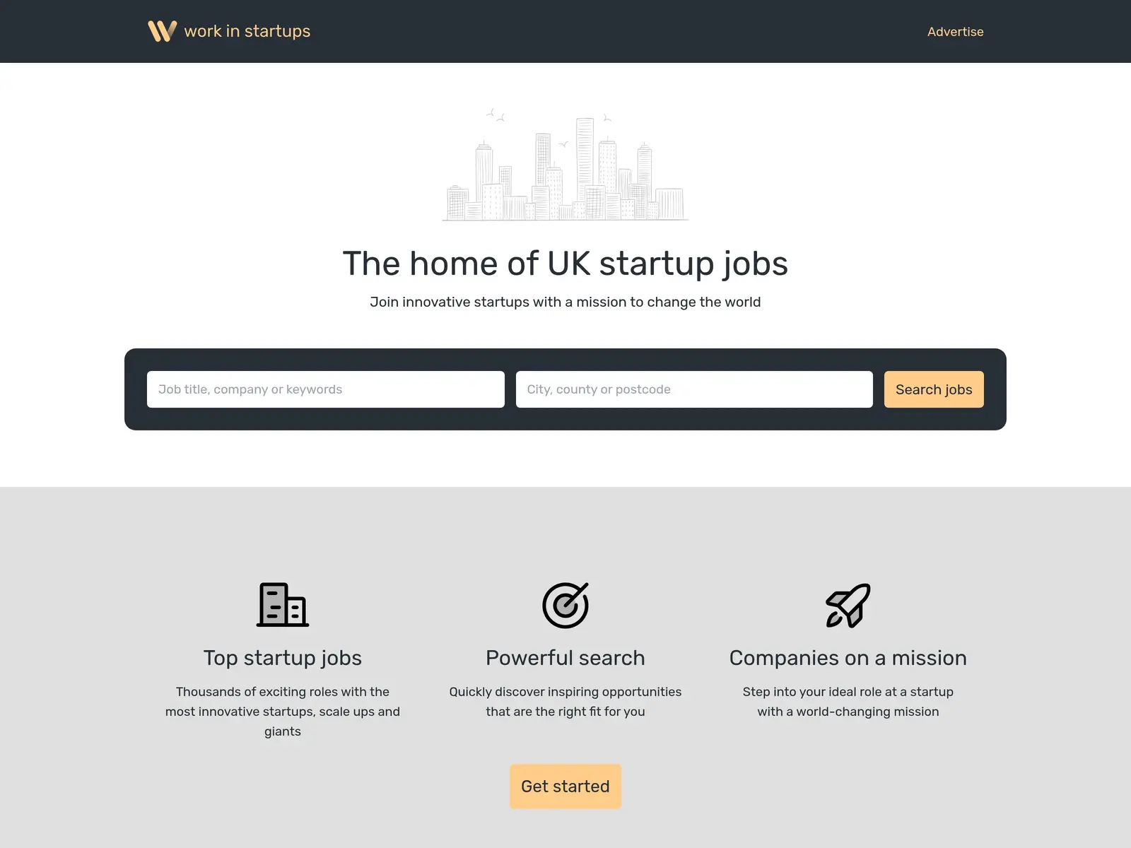 Screenshot of Work In Startups