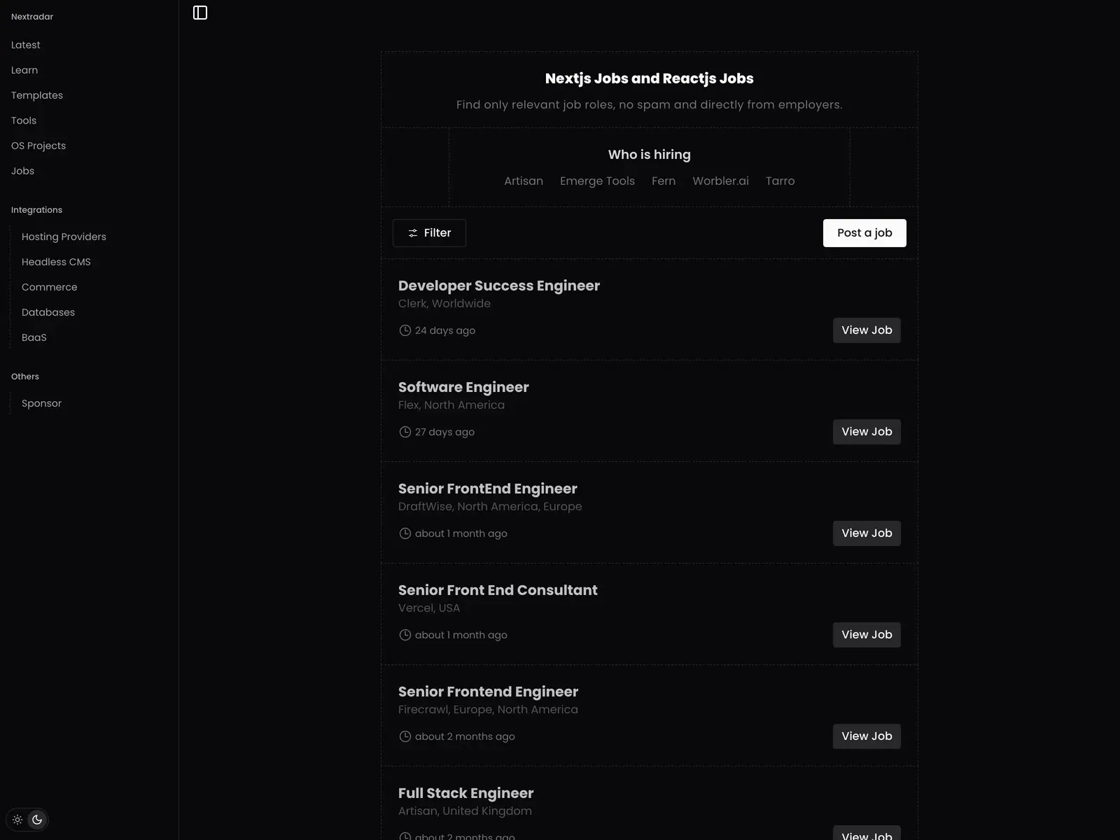 Screenshot of Nextjs Jobs and Reactjs Jobs