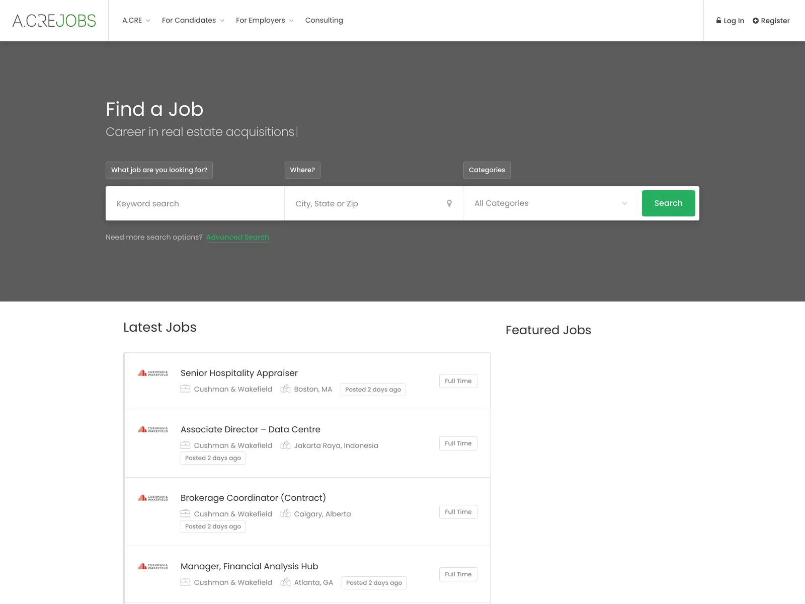 Screenshot of A.CRE Jobs