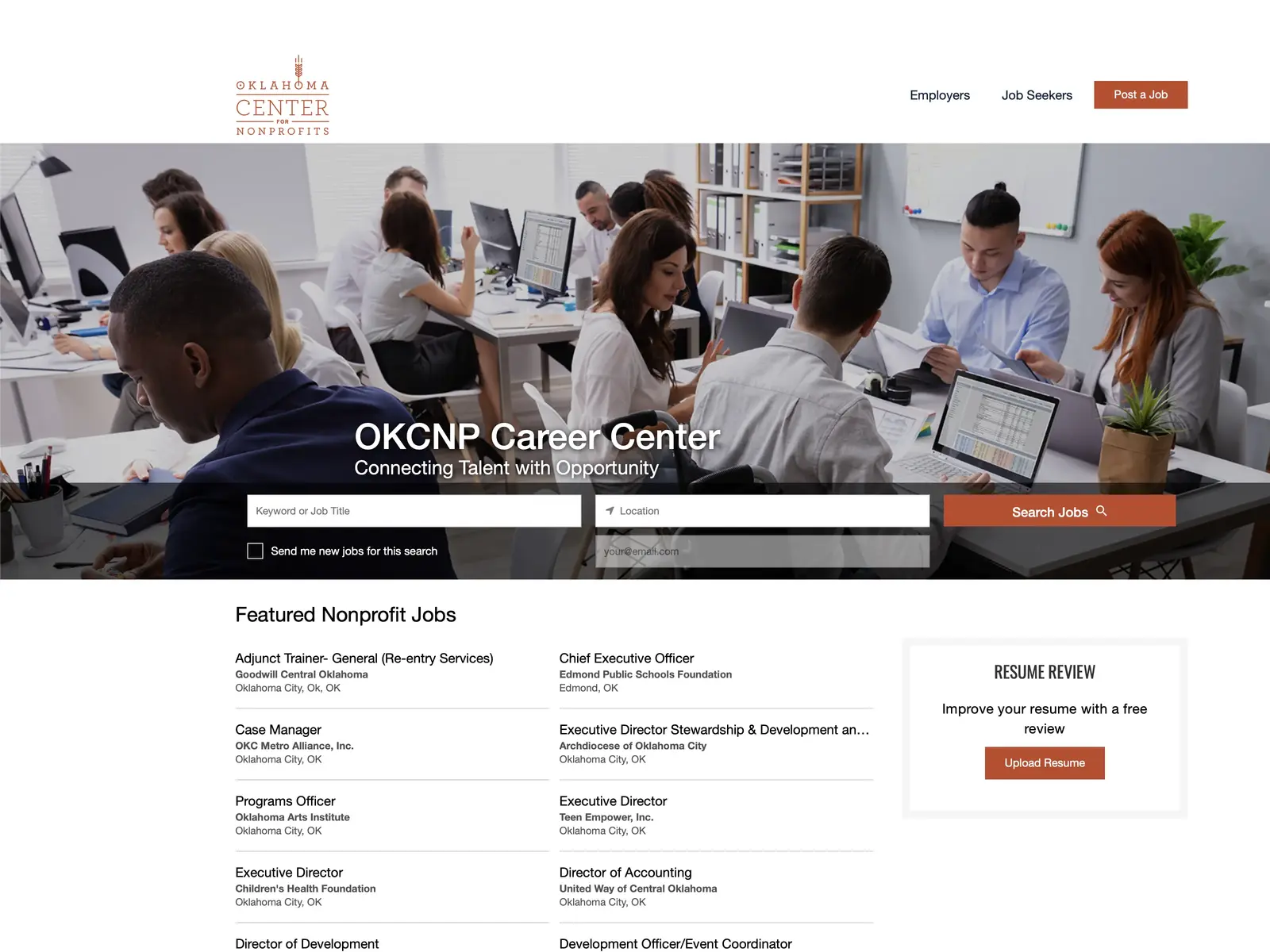 Screenshot of OKCNP Career Center