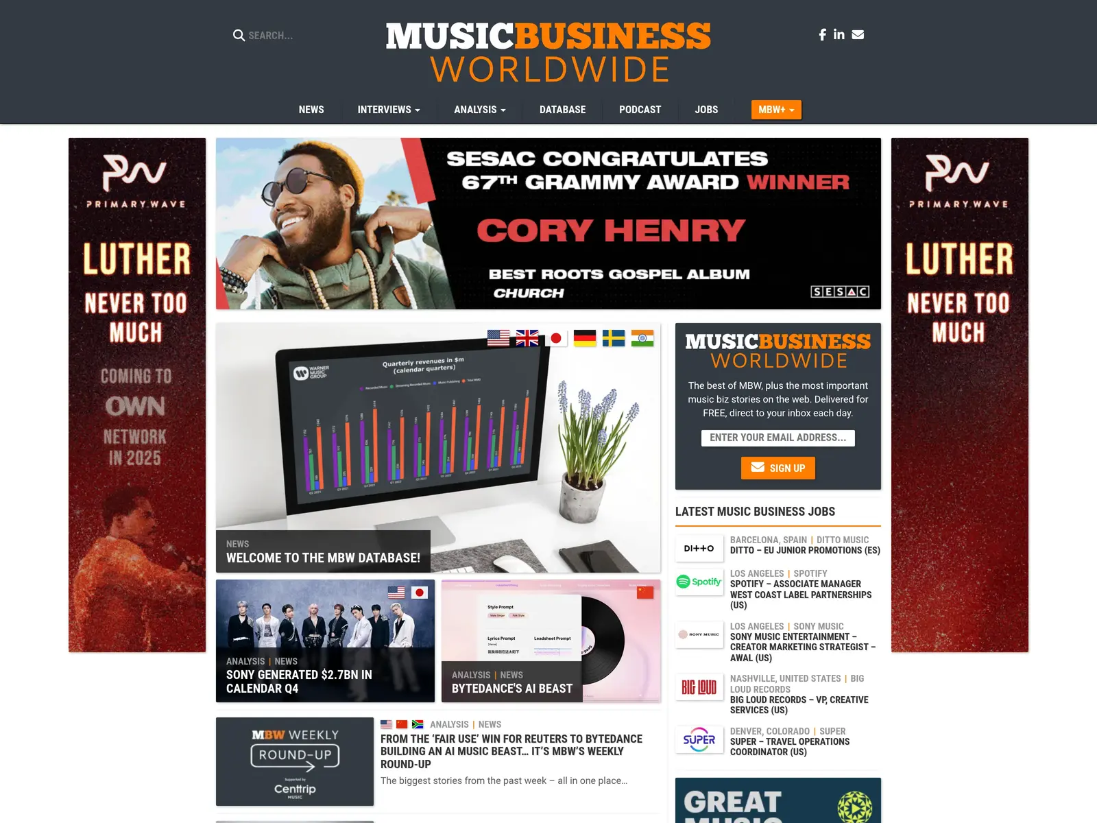 Screenshot of Music Business Worldwide