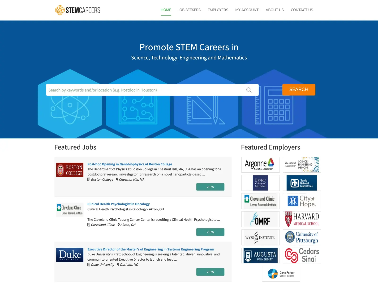 Screenshot of STEMCareers