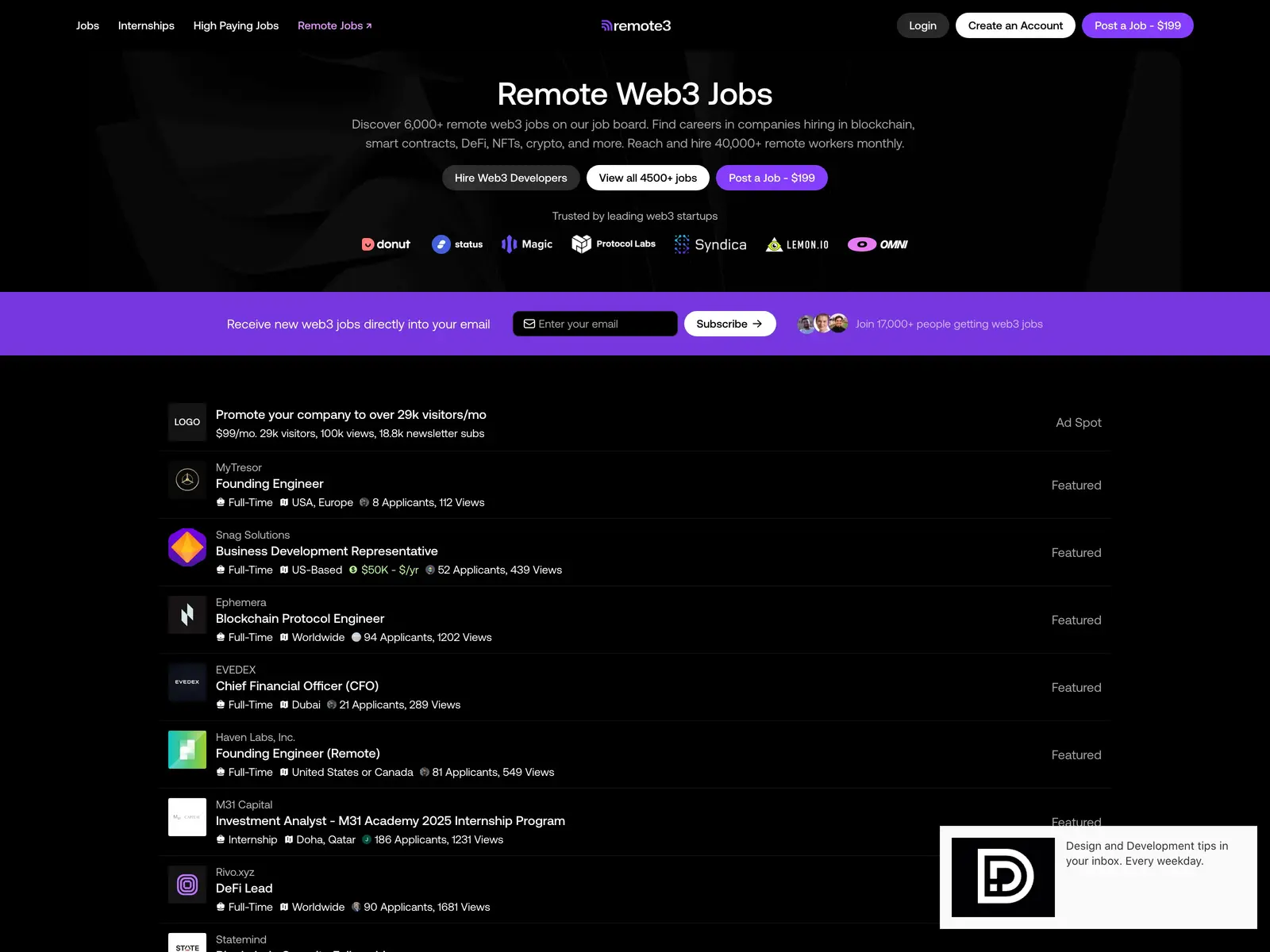 Screenshot of Remote Web3 Jobs