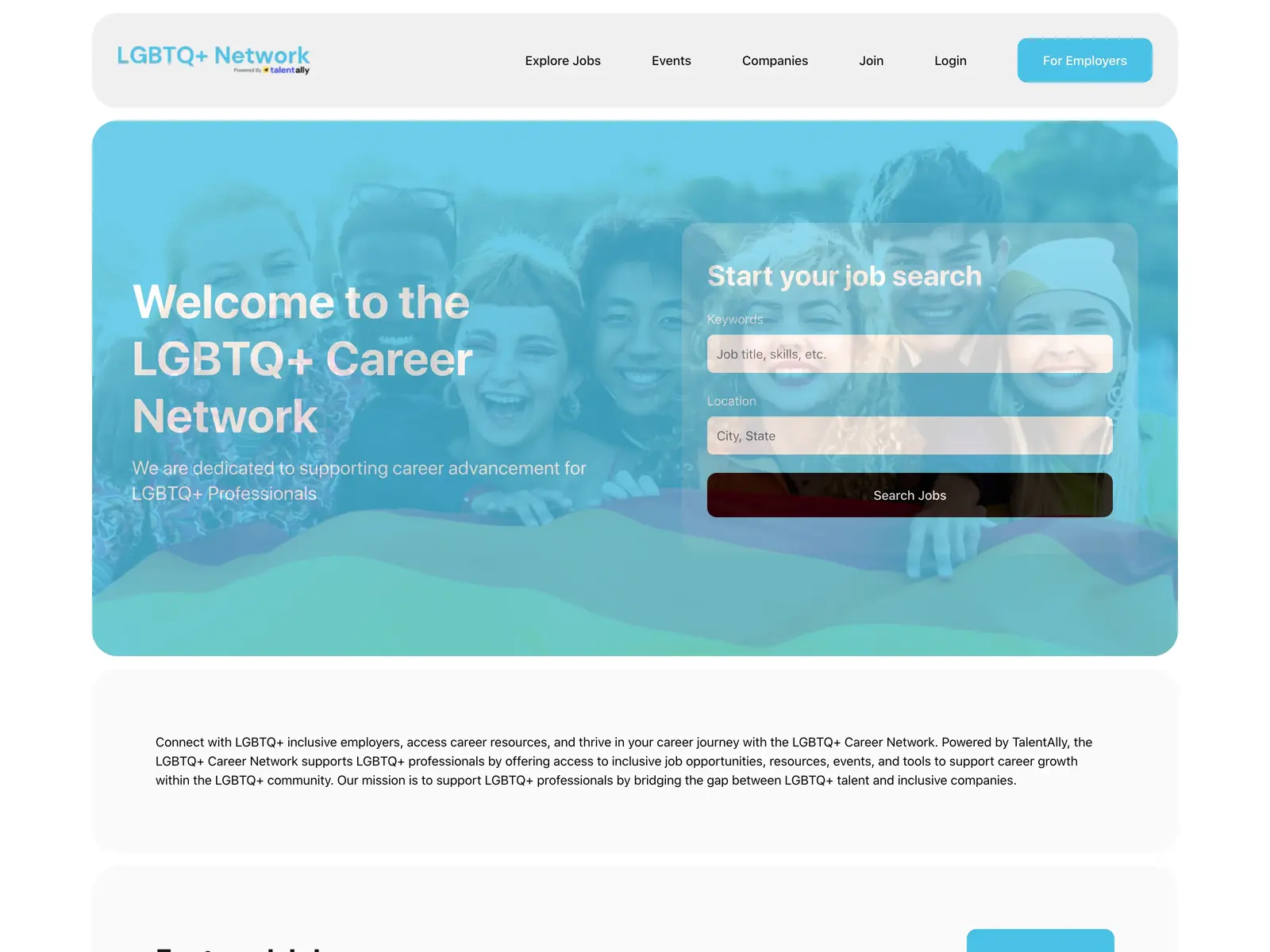Screenshot of LGBTQ+ Career Network