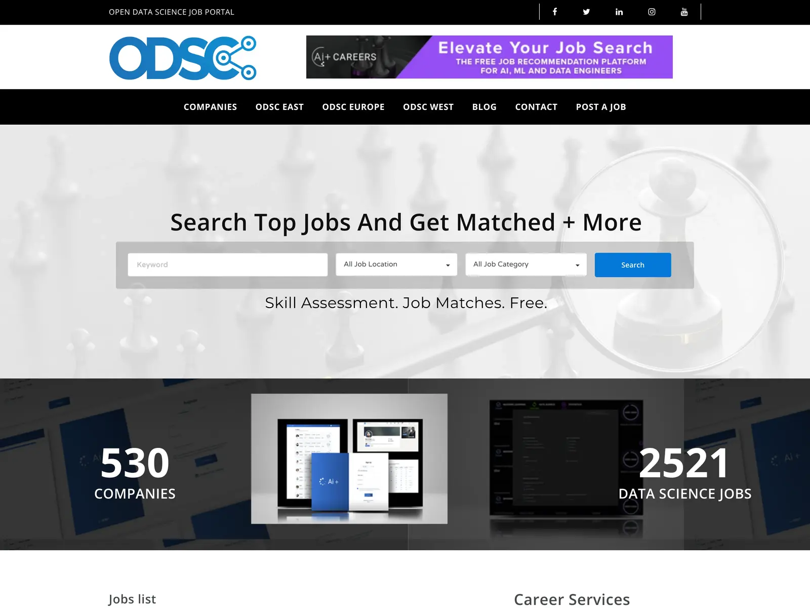 Screenshot of Open Data Science Jobs Board