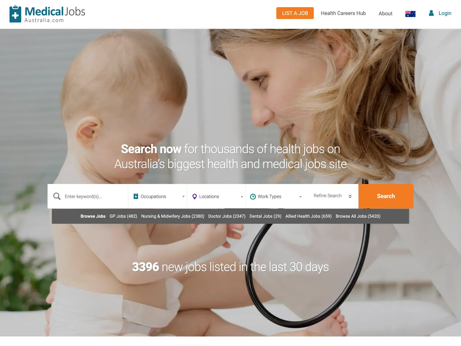 Screenshot of Medical Jobs Australia