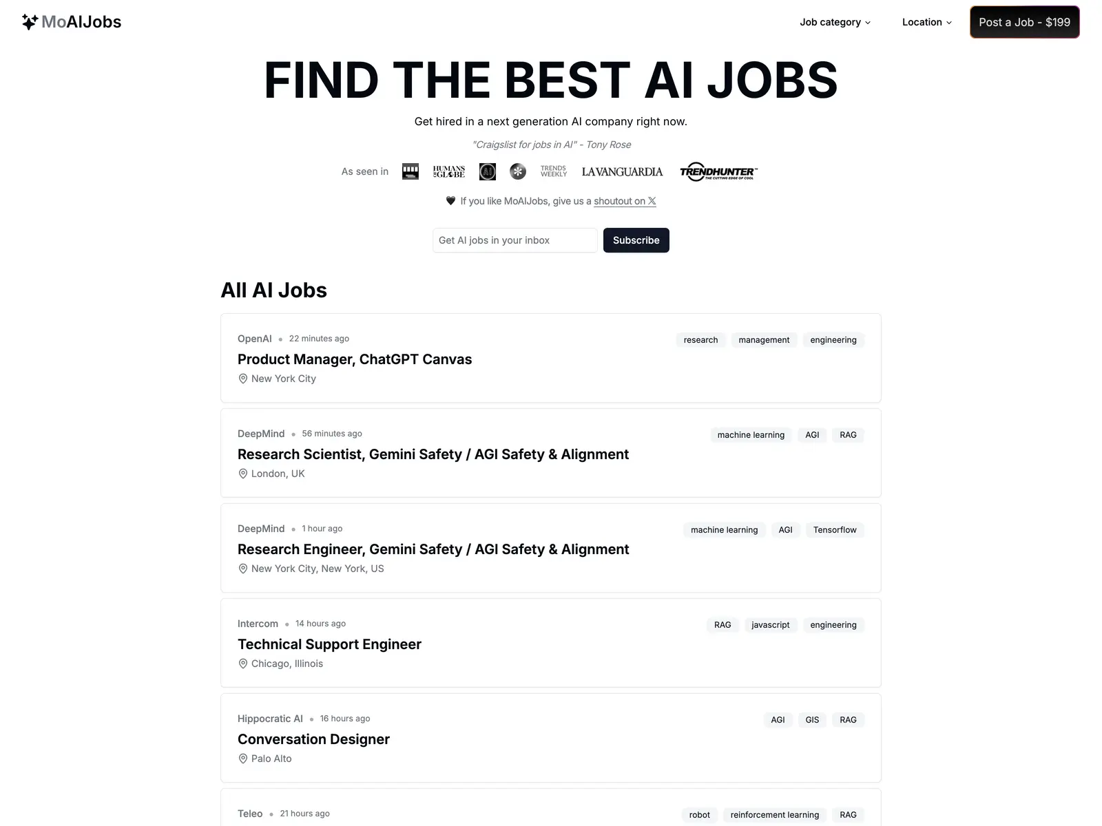 Screenshot of Moai Jobs