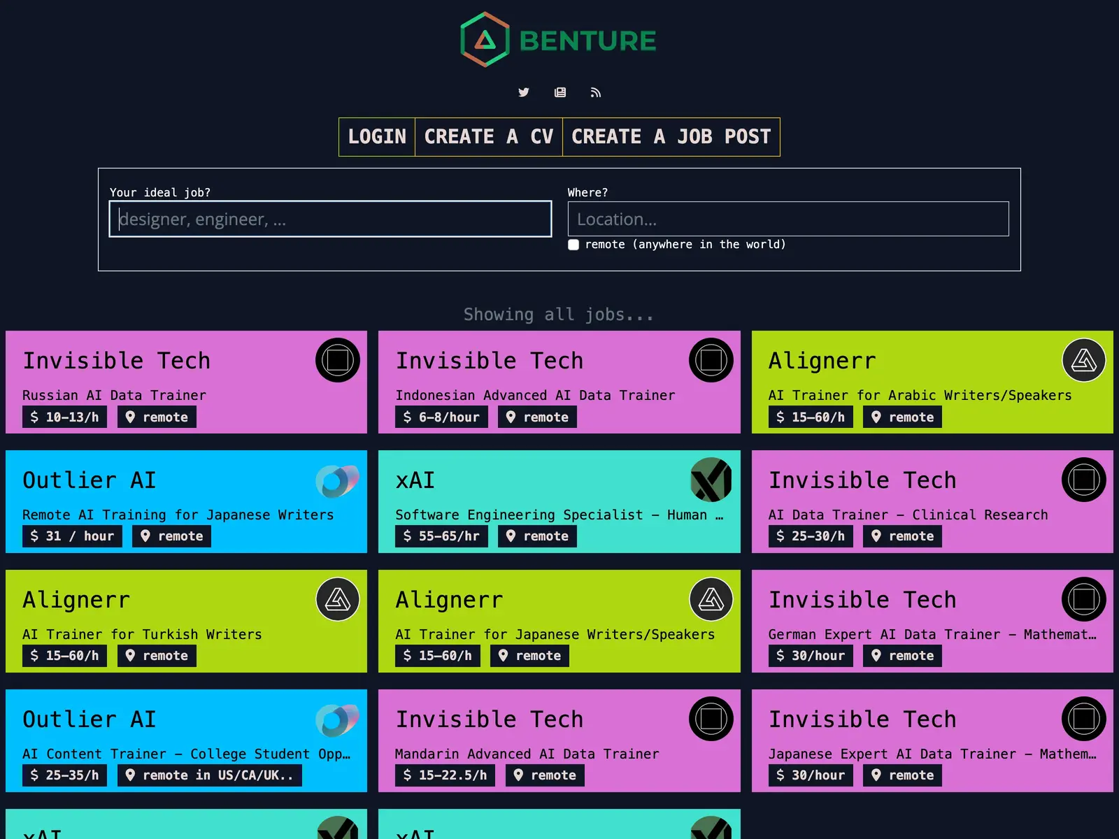 Screenshot of Benture