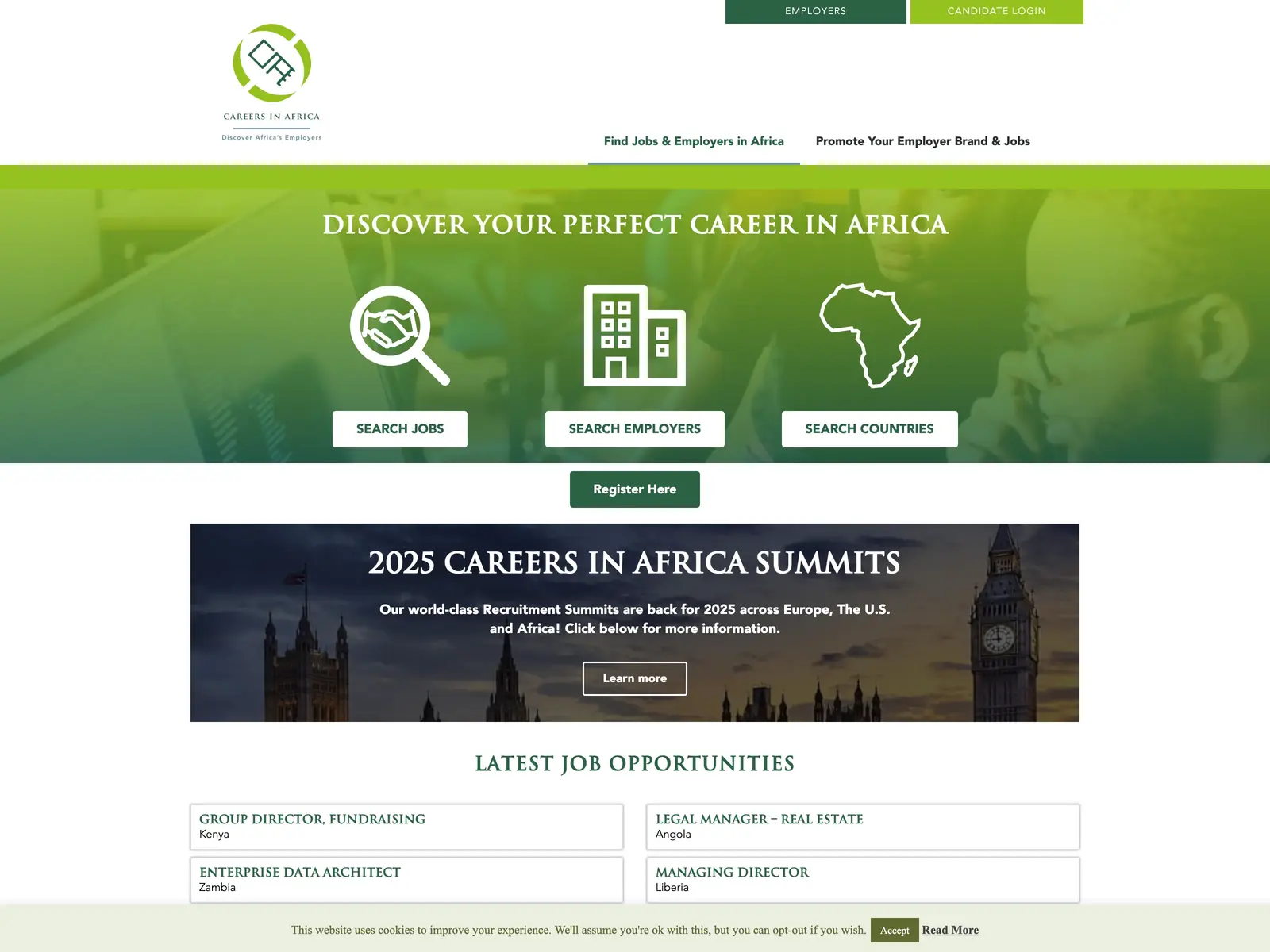 Screenshot of Careers in Africa