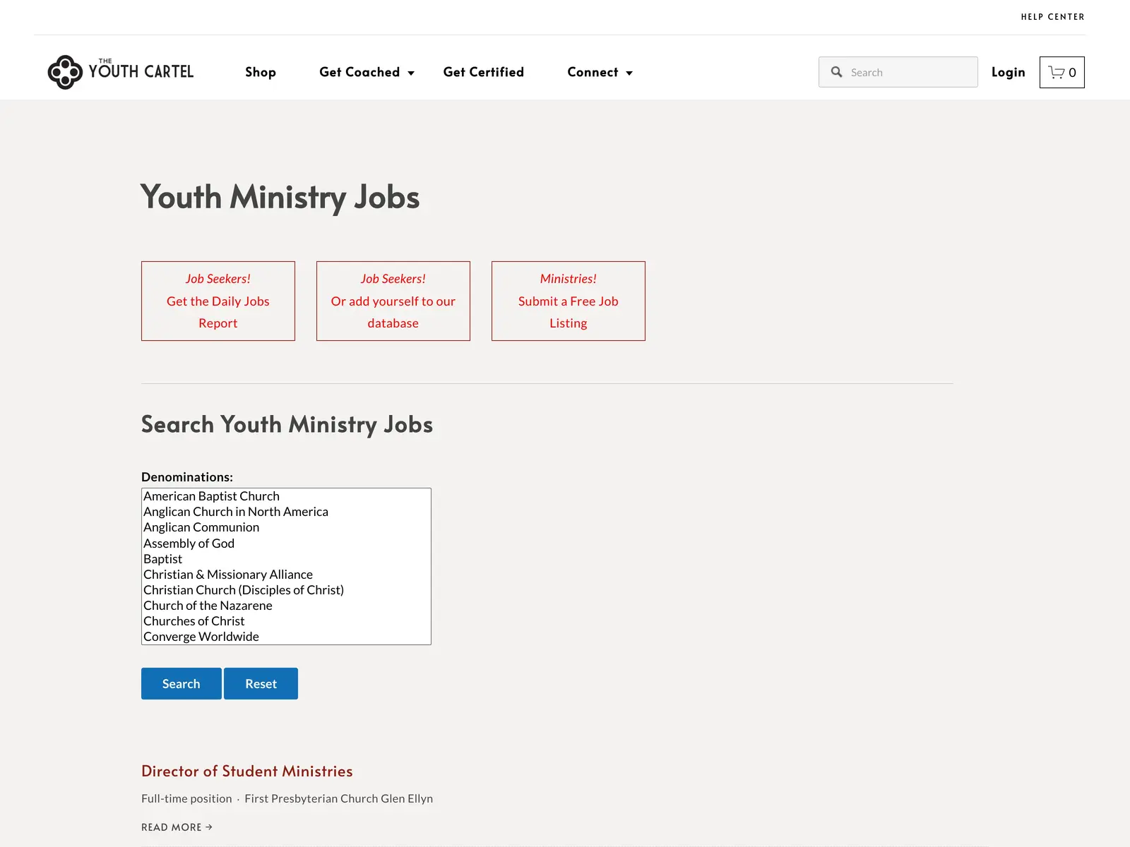 Screenshot of The Youth Cartel Job Board