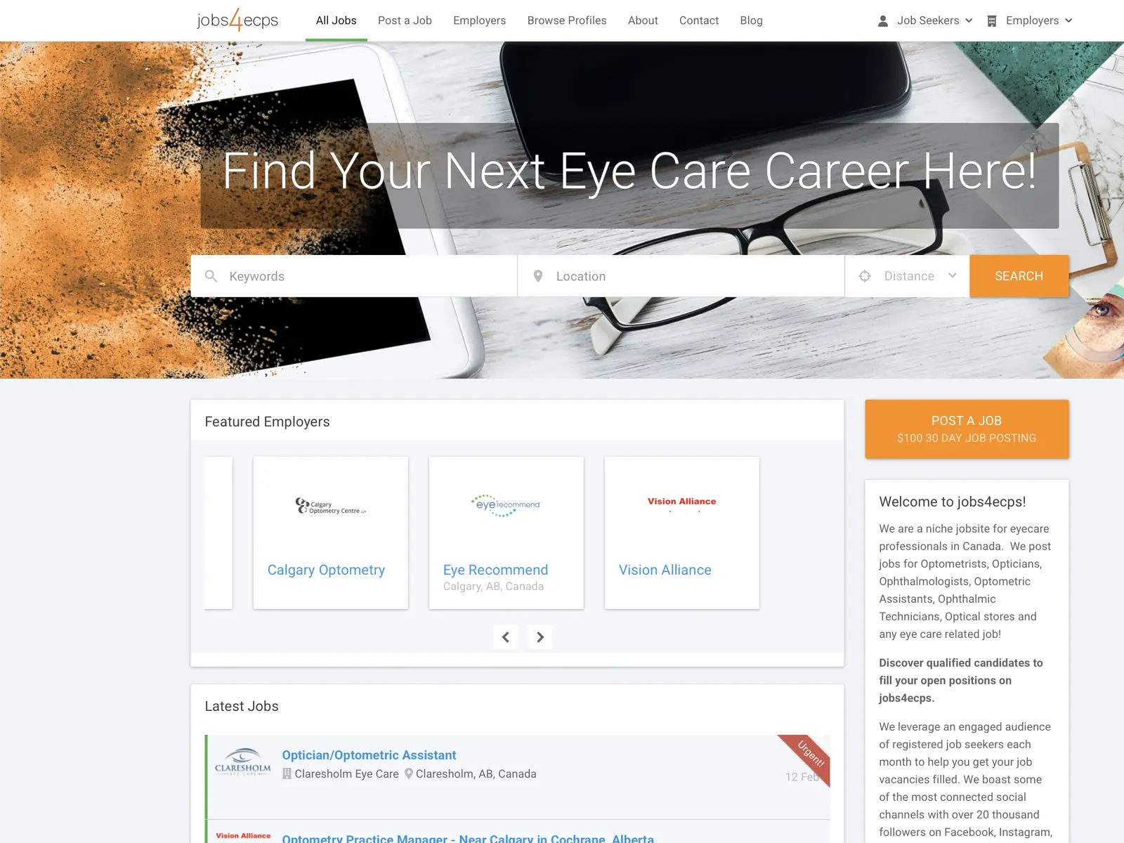 Screenshot of Jobs4ECPs