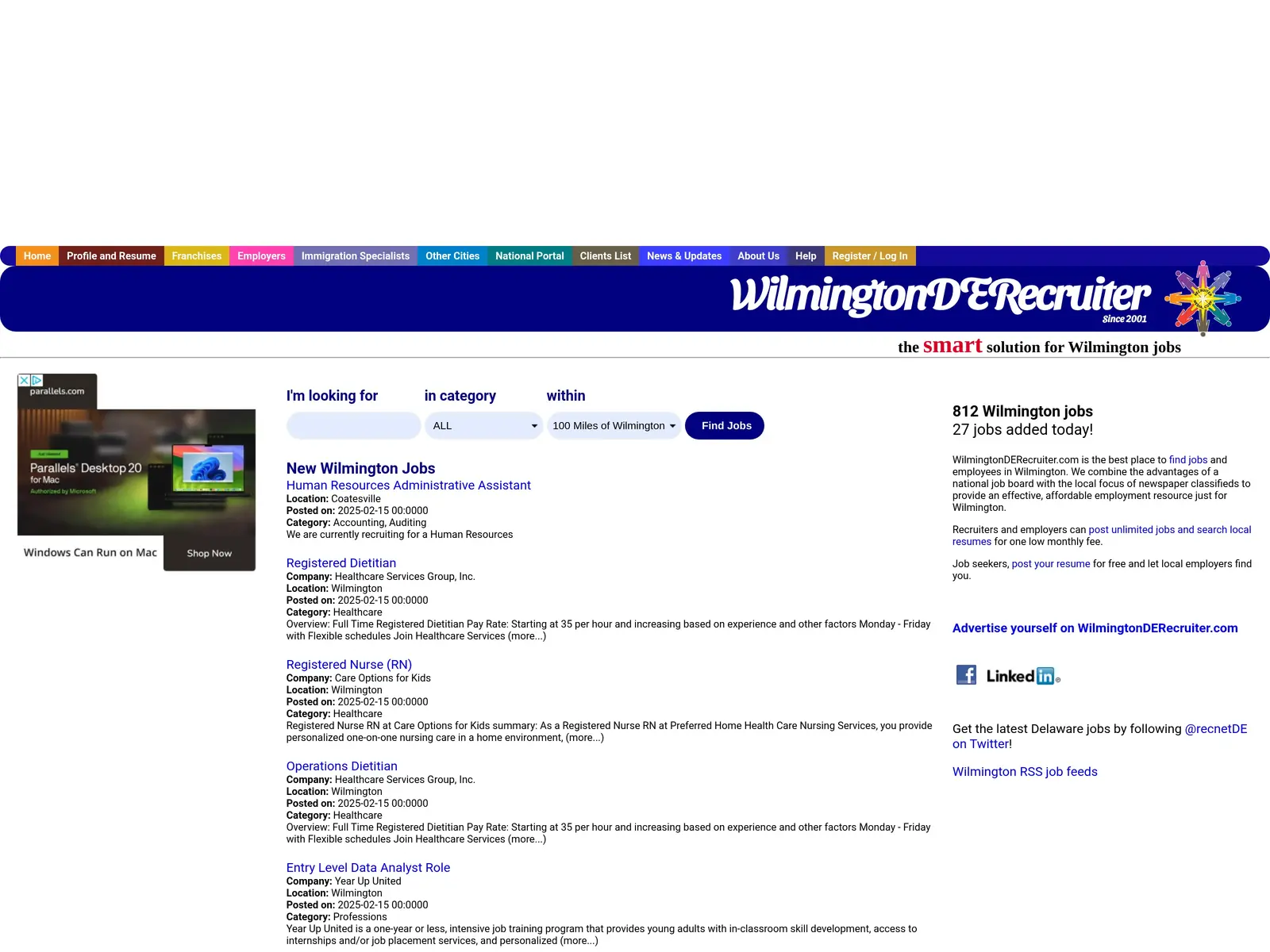 Screenshot of WilmingtonDERecruiter