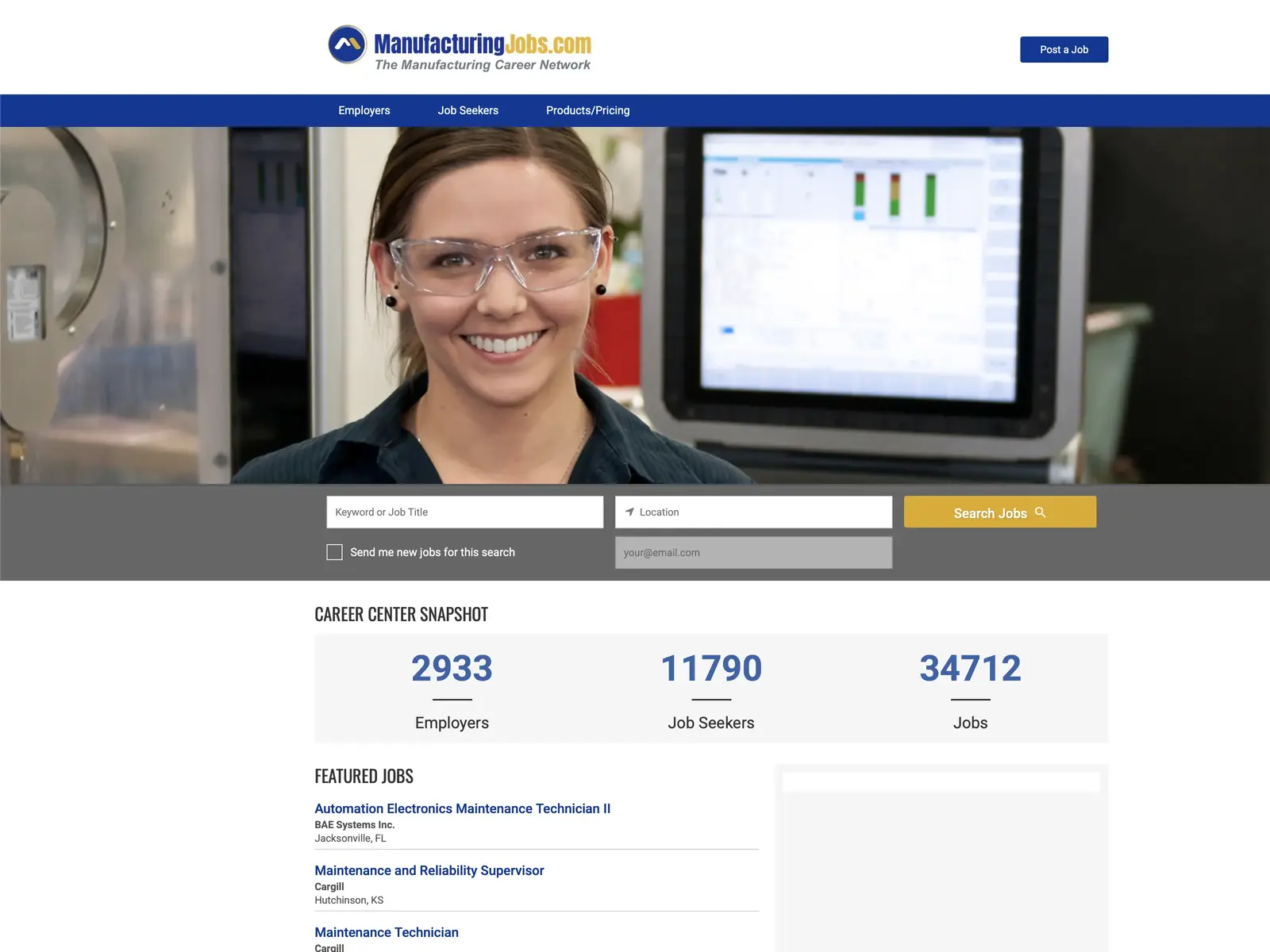 Screenshot of ManufacturingJobs.com