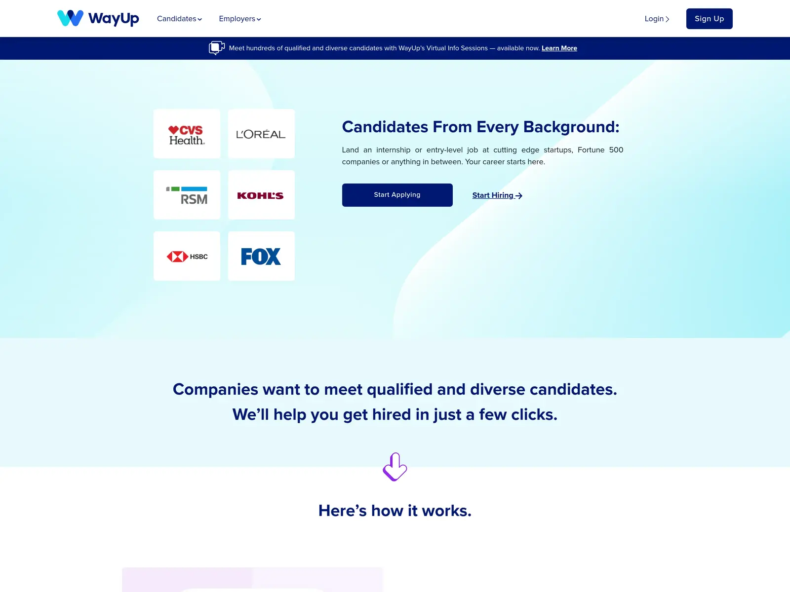 Screenshot of WayUp