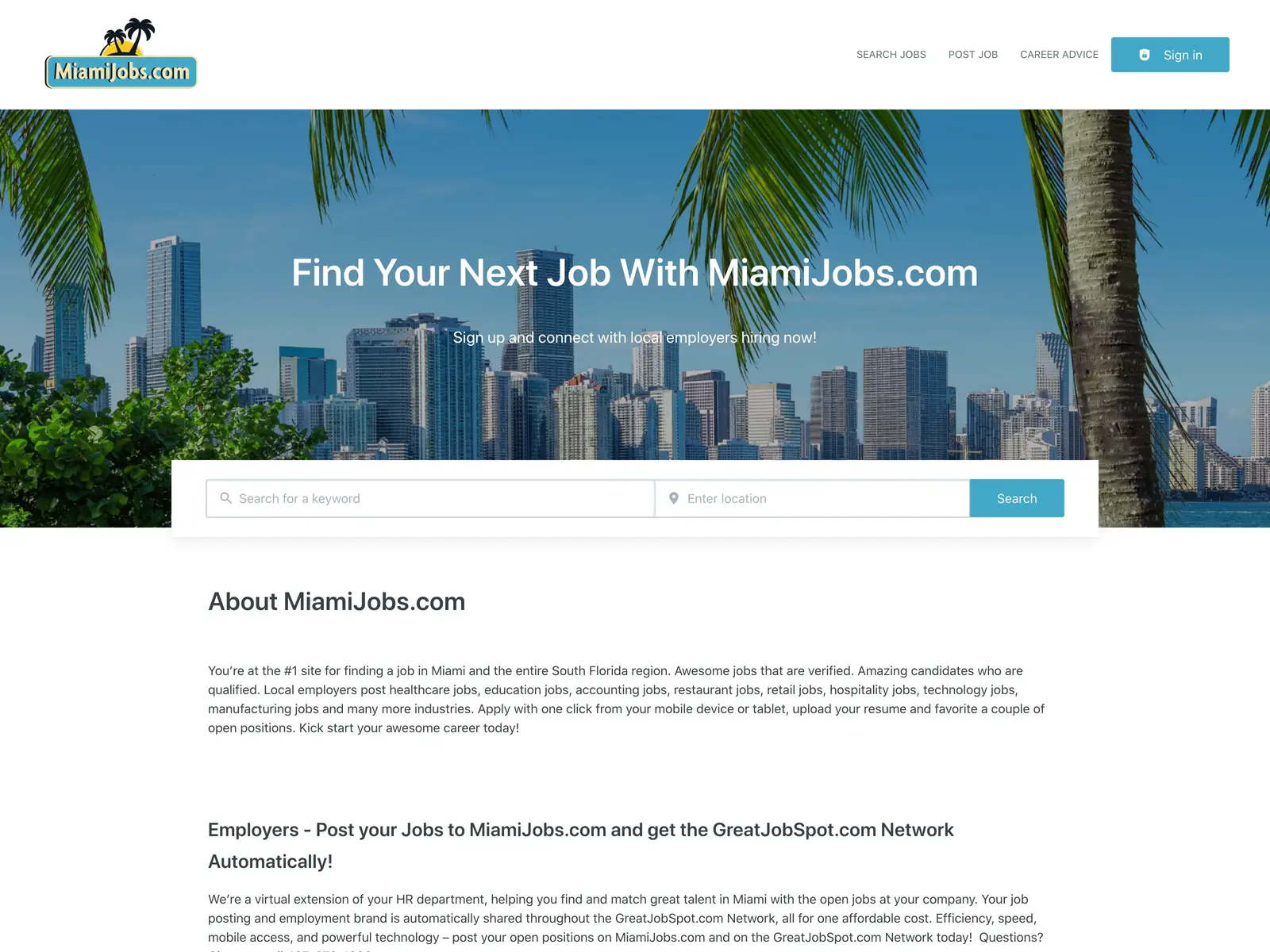 Screenshot of MiamiJobs