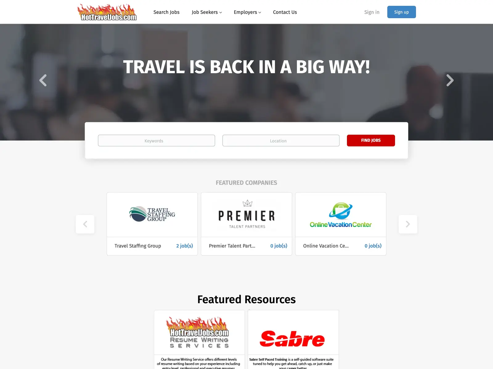 Screenshot of Hot Travel Jobs