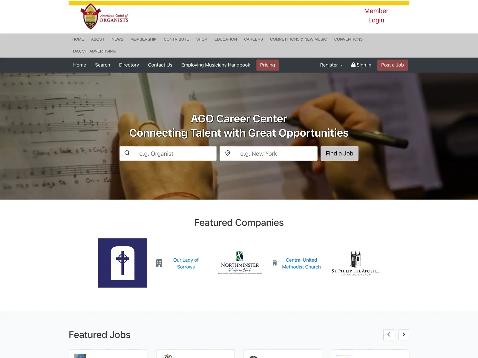 Screenshot of AGO Career Center