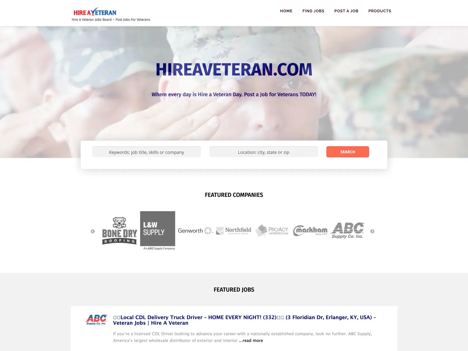 Screenshot of Hire A Veteran