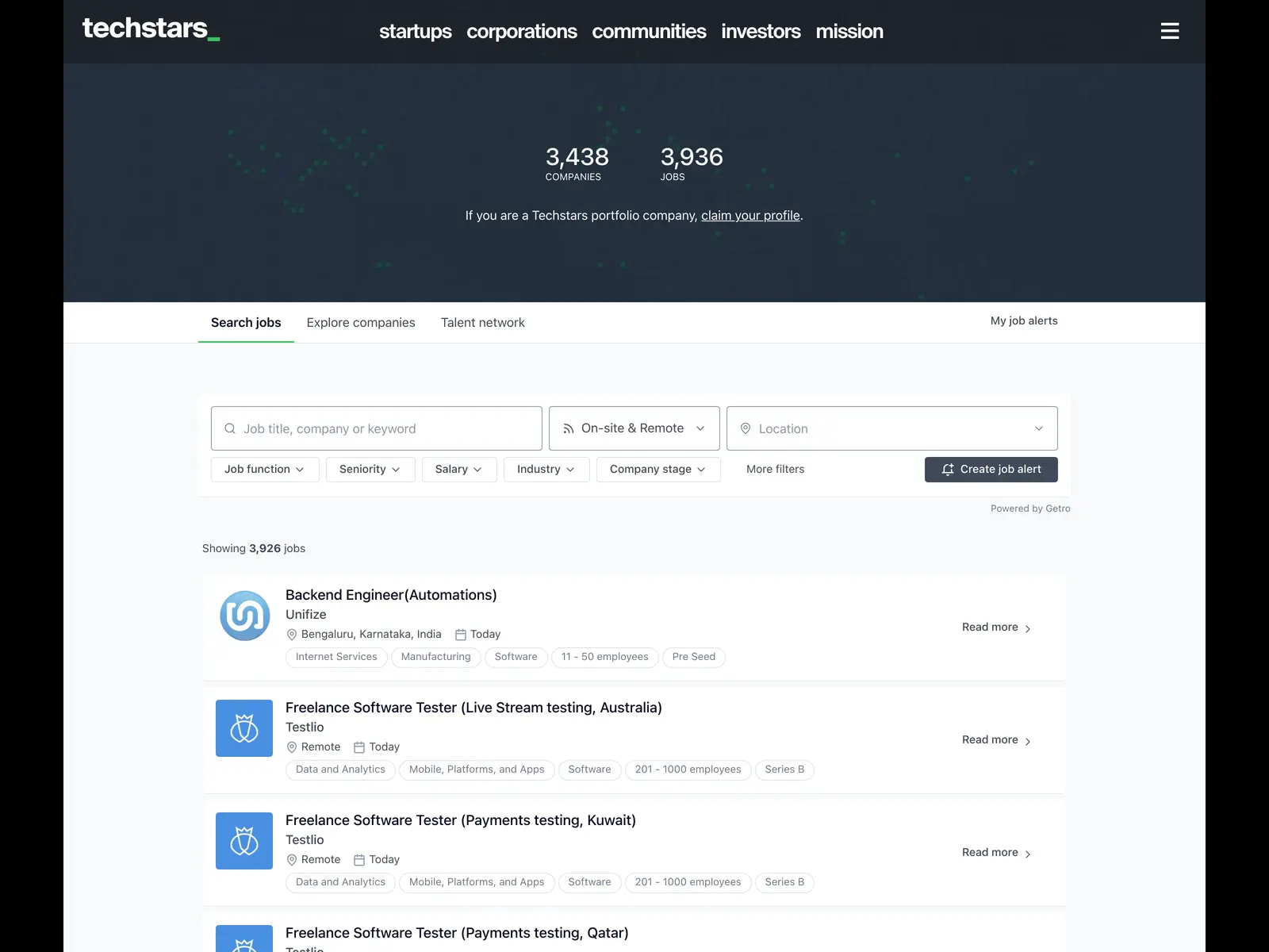 Screenshot of Techstars