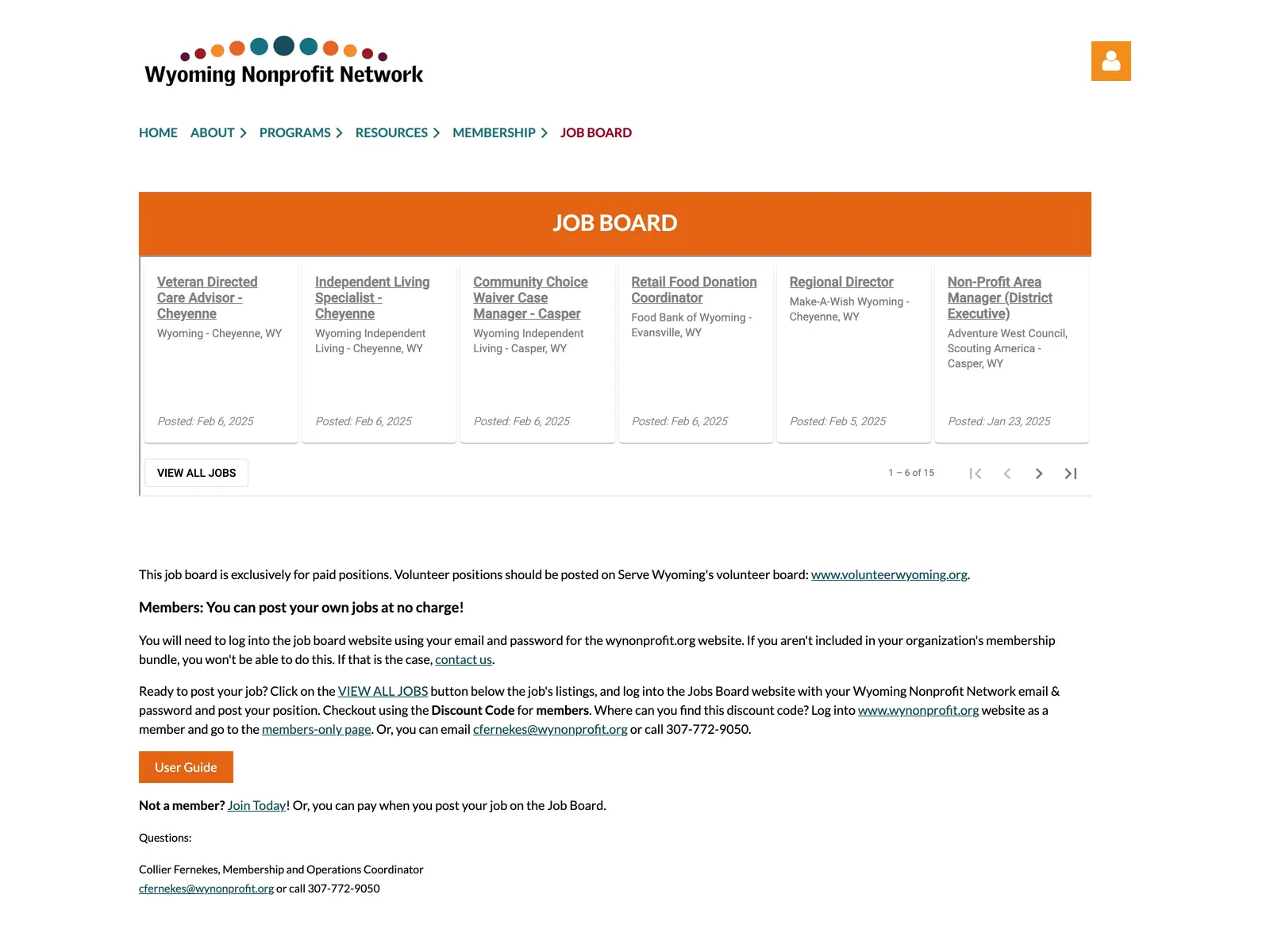 Screenshot of Wyoming Nonprofit Network