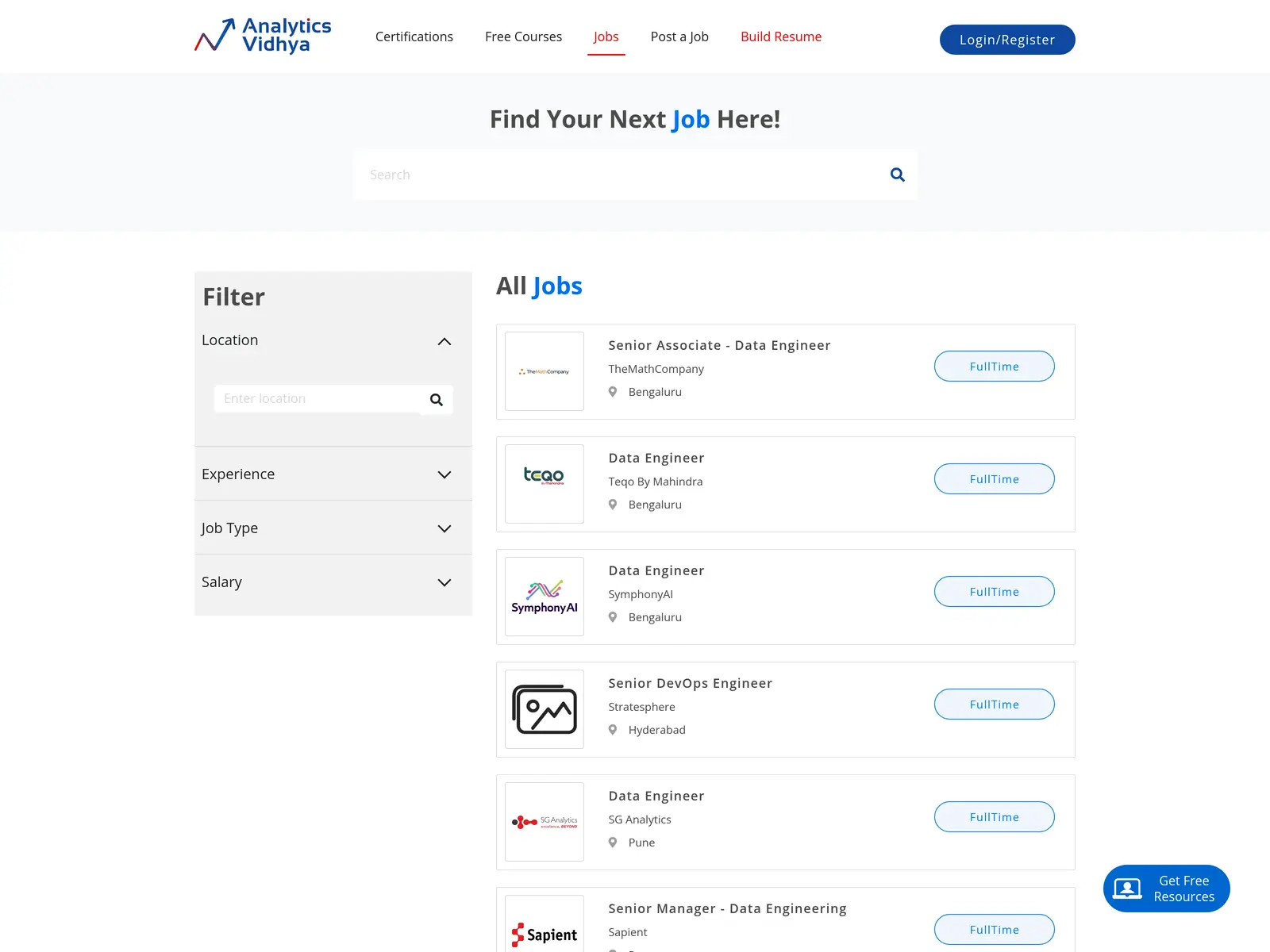 Screenshot of Analytics Vidhya