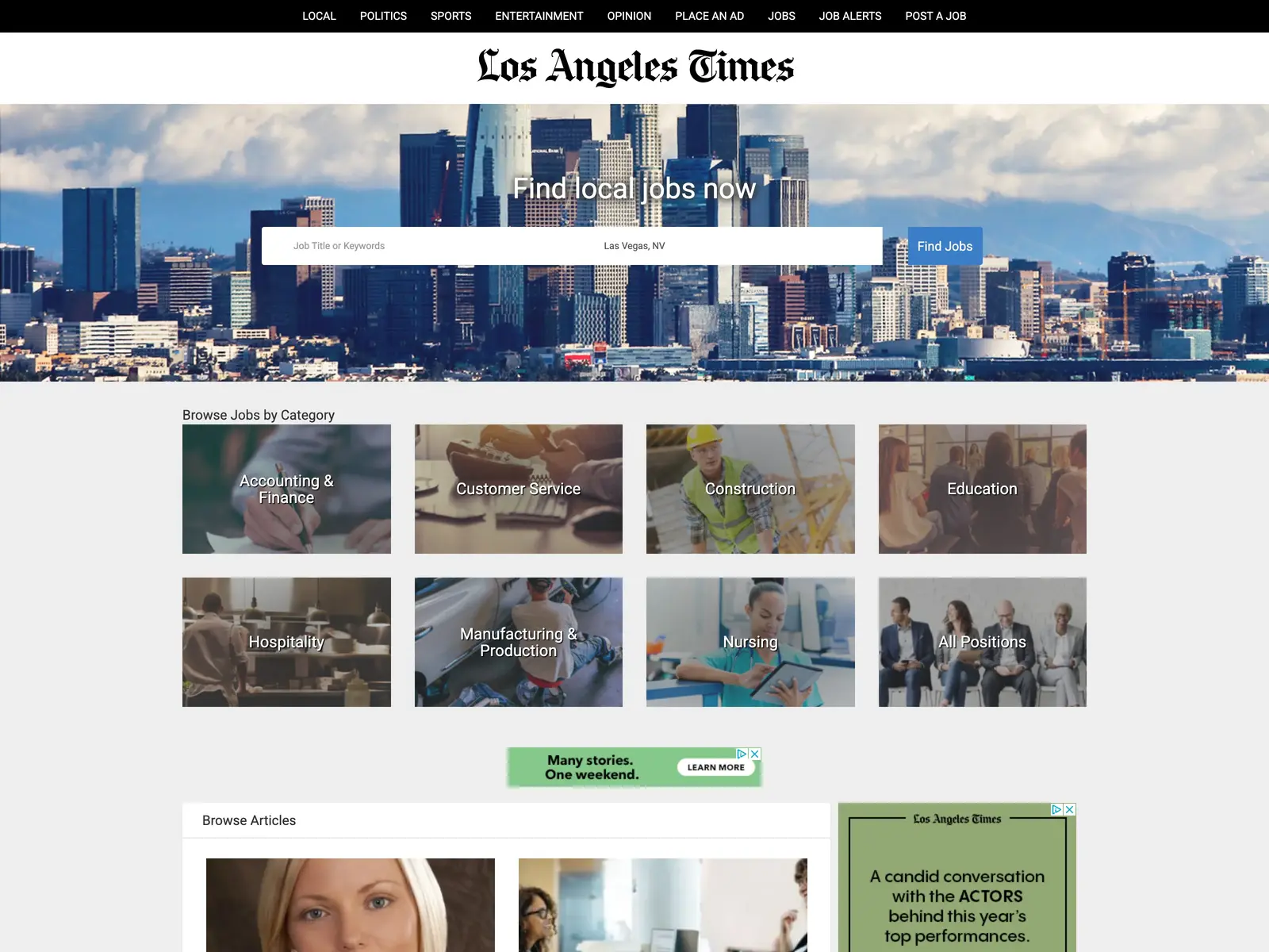 Screenshot of LA Times Jobs