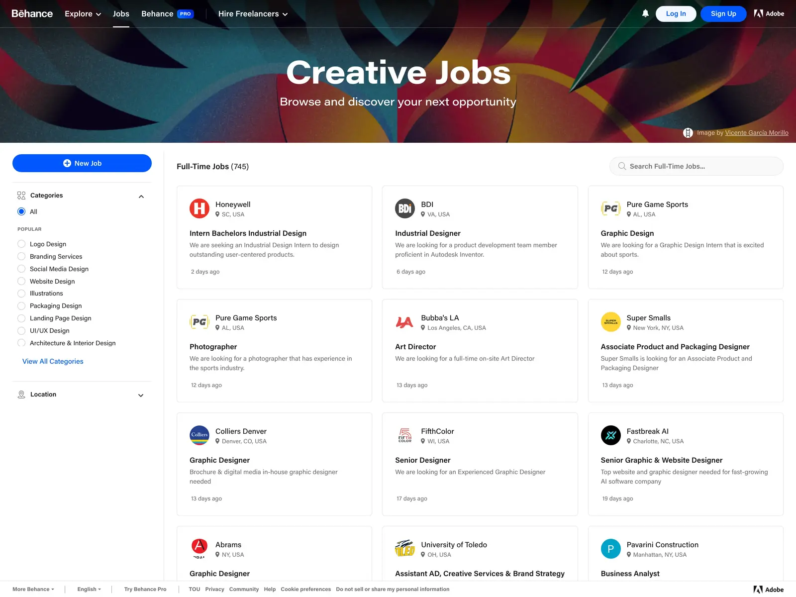 Screenshot of Behance