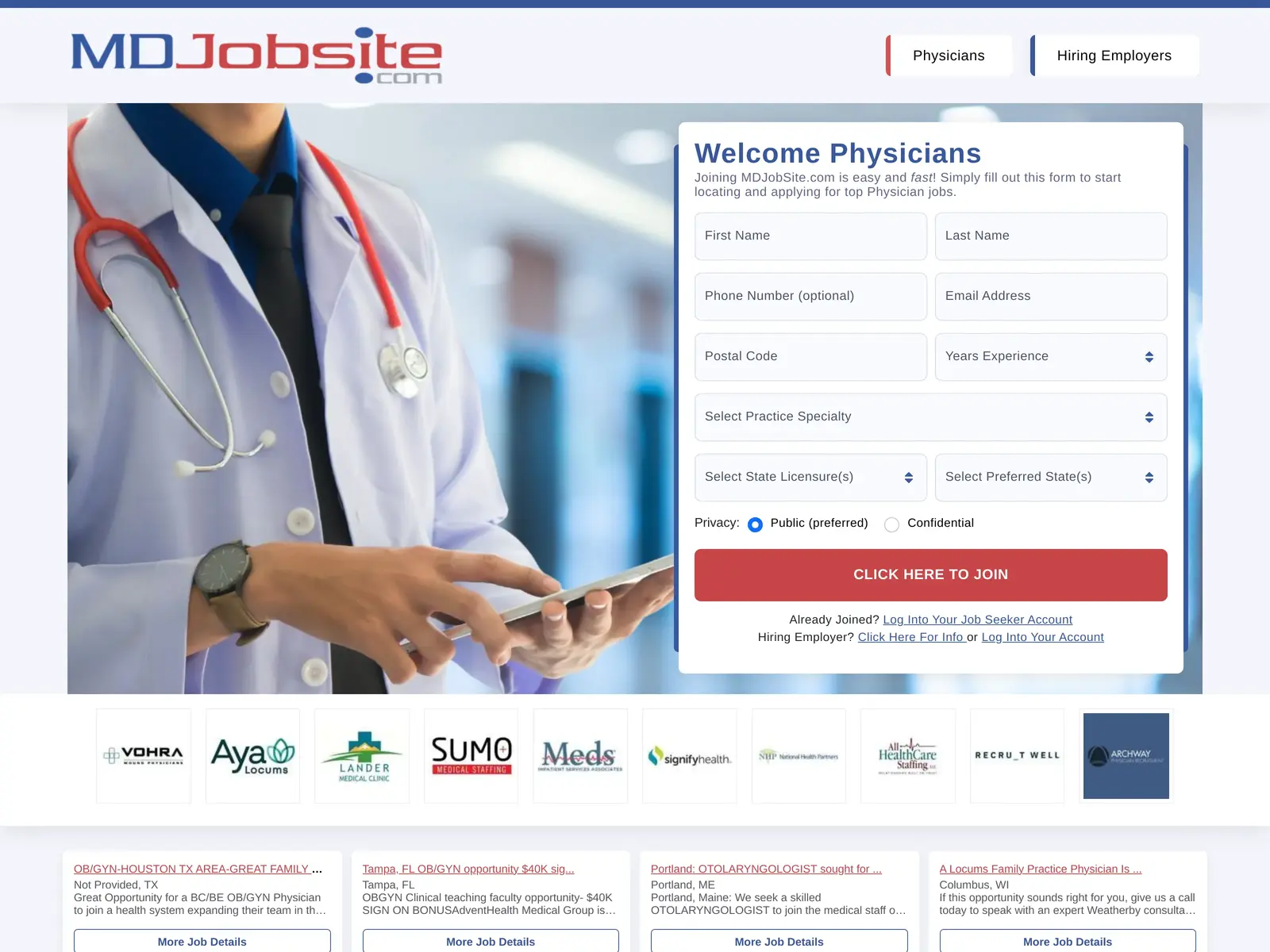 Screenshot of MDJobSite.com