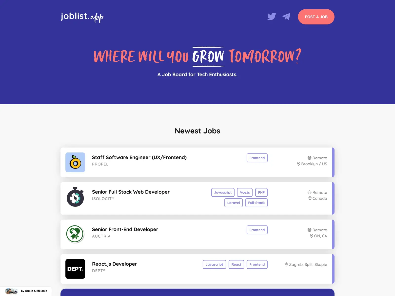 Screenshot of Joblist.app
