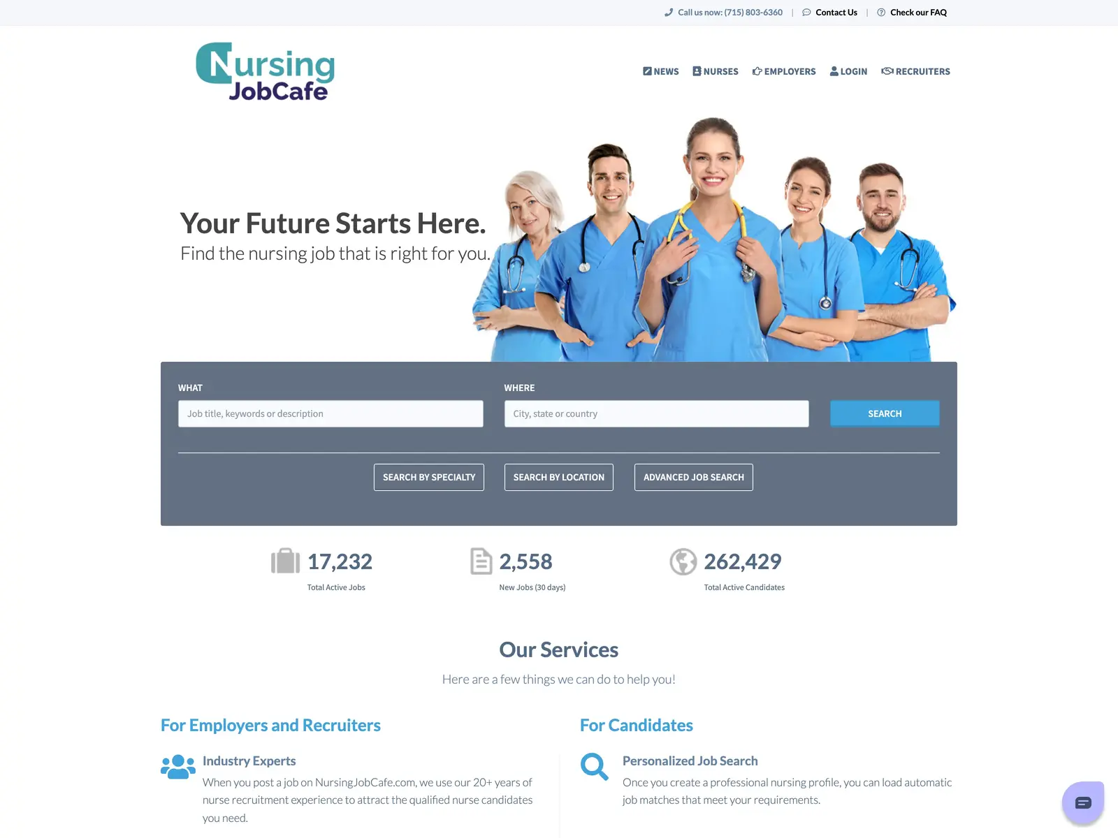 Screenshot of NursingJobCafe.com