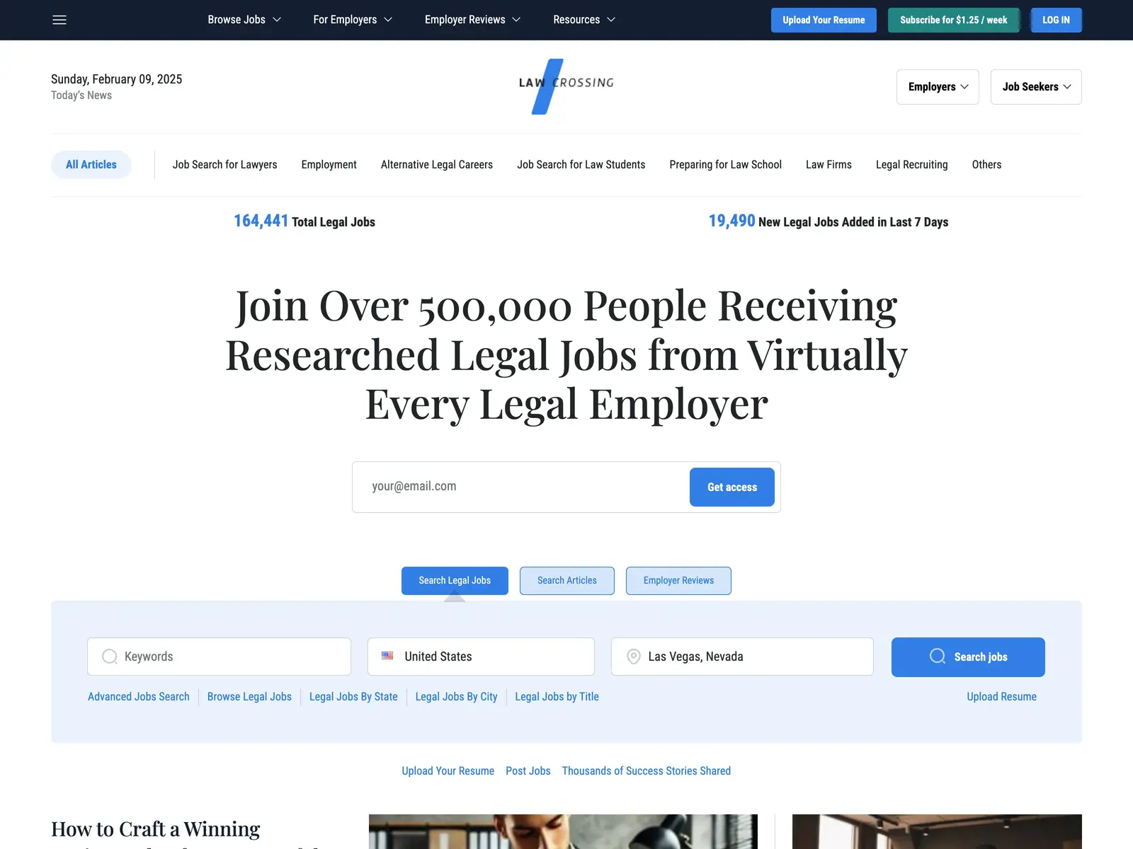 Screenshot of LawCrossing