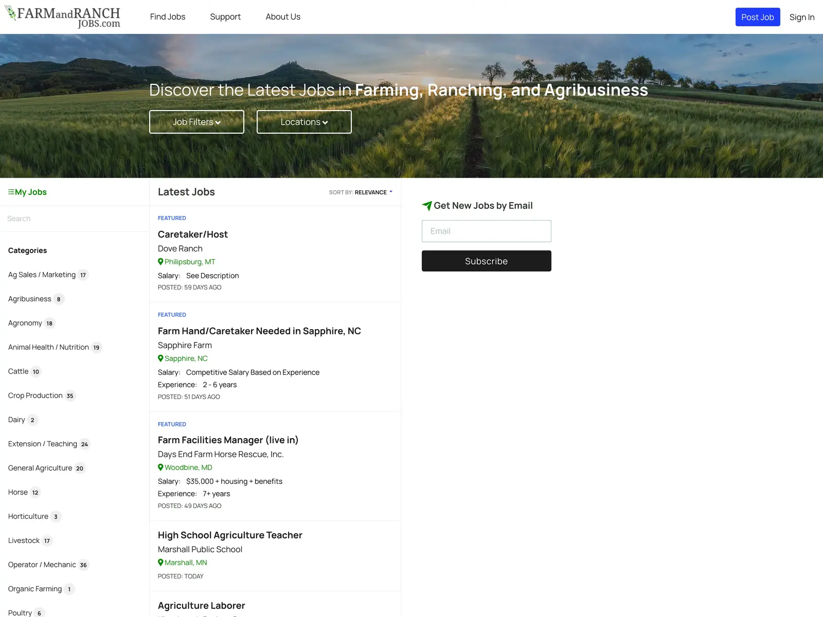 Screenshot of Farm and Ranch Jobs