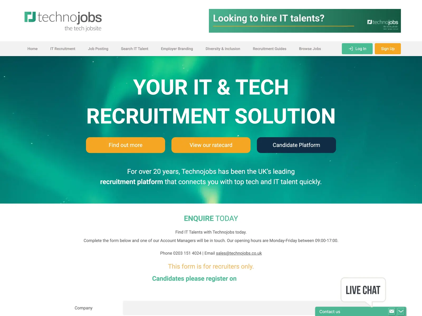 Screenshot of Technojobs