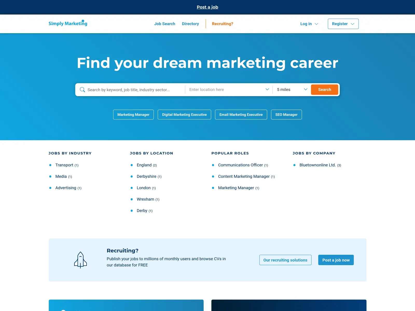 Screenshot of Simply Marketing Jobs