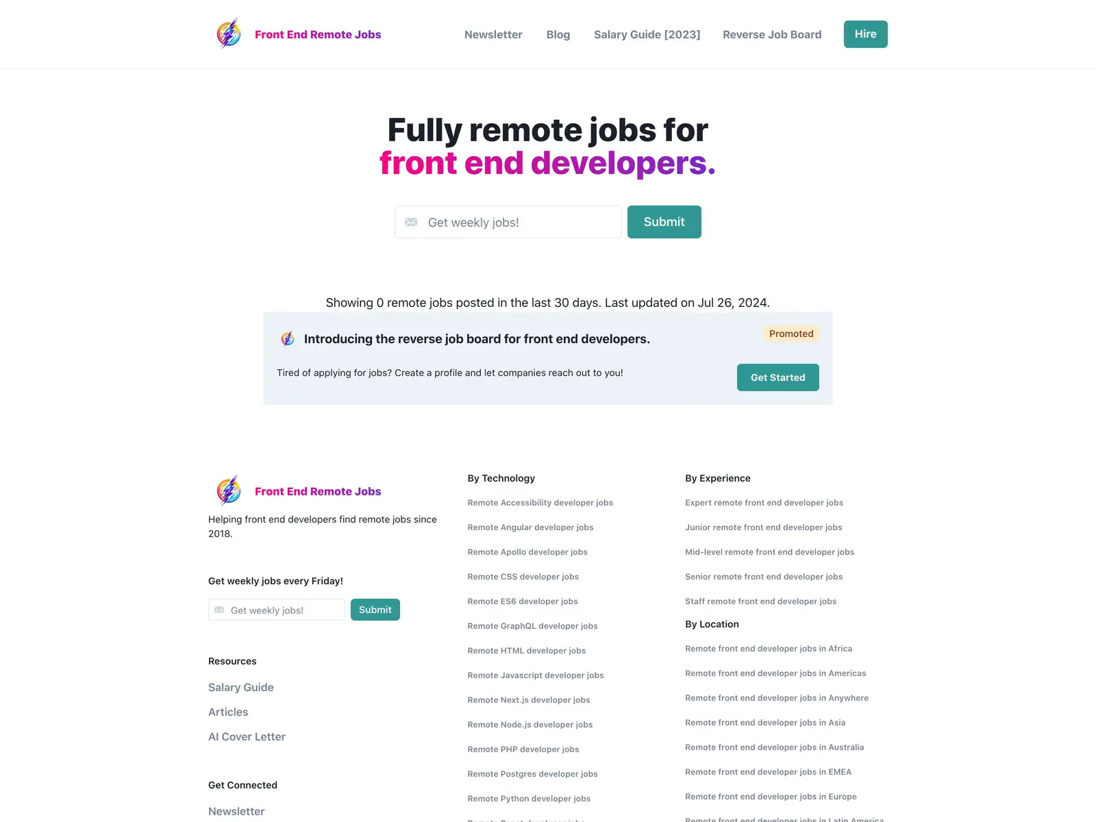 Screenshot of Front End Remote Jobs