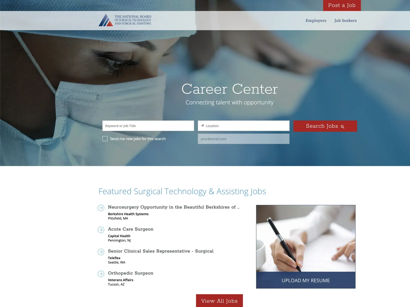 Screenshot of NBSTSA Career Center