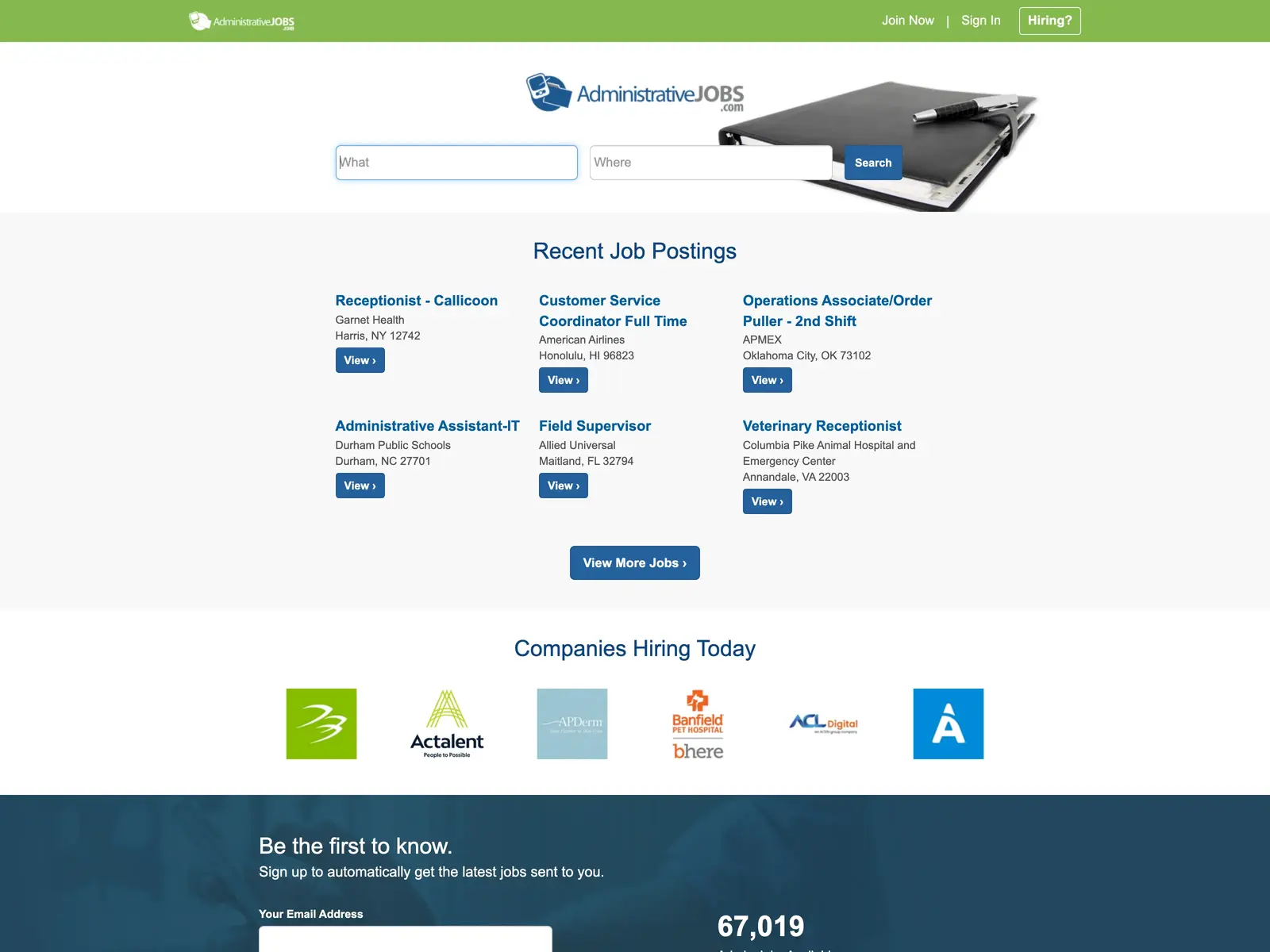 Screenshot of AdministrativeJobs