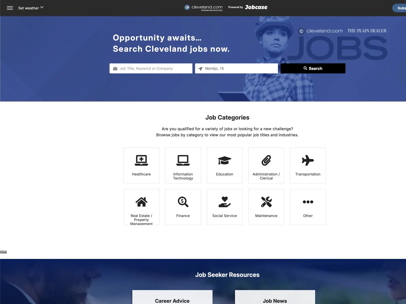 Screenshot of Cleveland.com Jobs