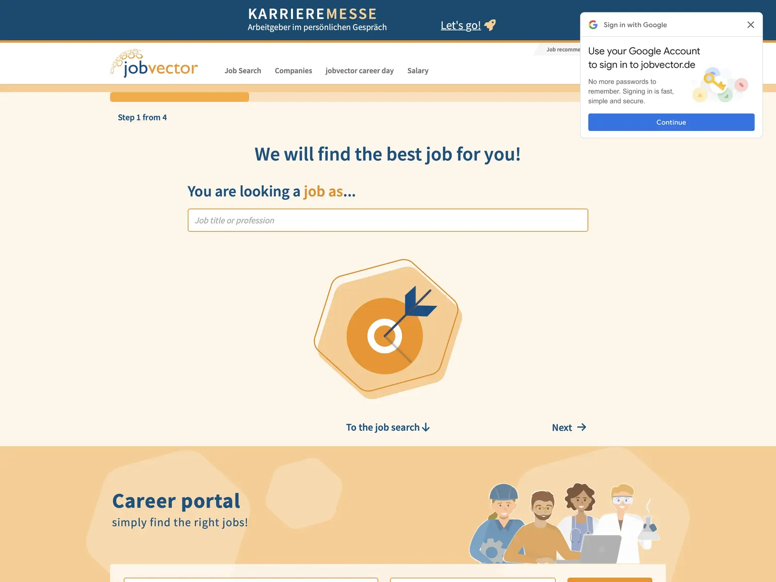 Screenshot of jobvector